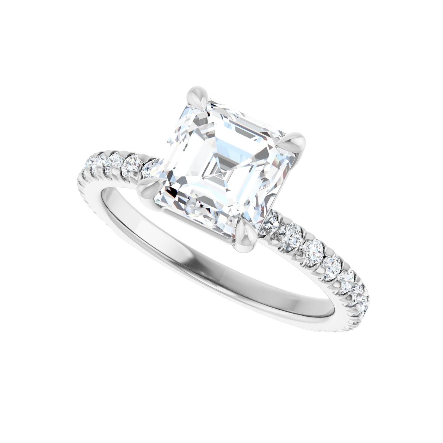 Asscher Claw-Prong Engagement Ring | Metal Type=14K White Gold | Center Stone Size=2 CT | Image 5