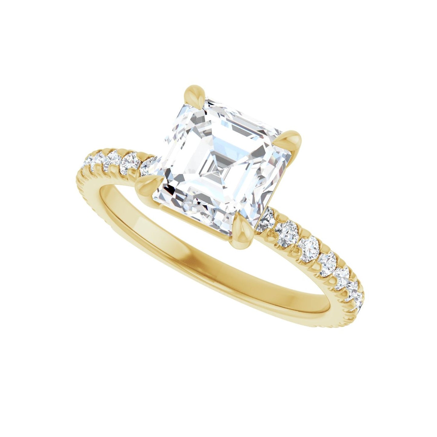 Asscher Claw-Prong Engagement Ring | Metal Type=14K Yellow Gold | Center Stone Size=2 CT | Image 5