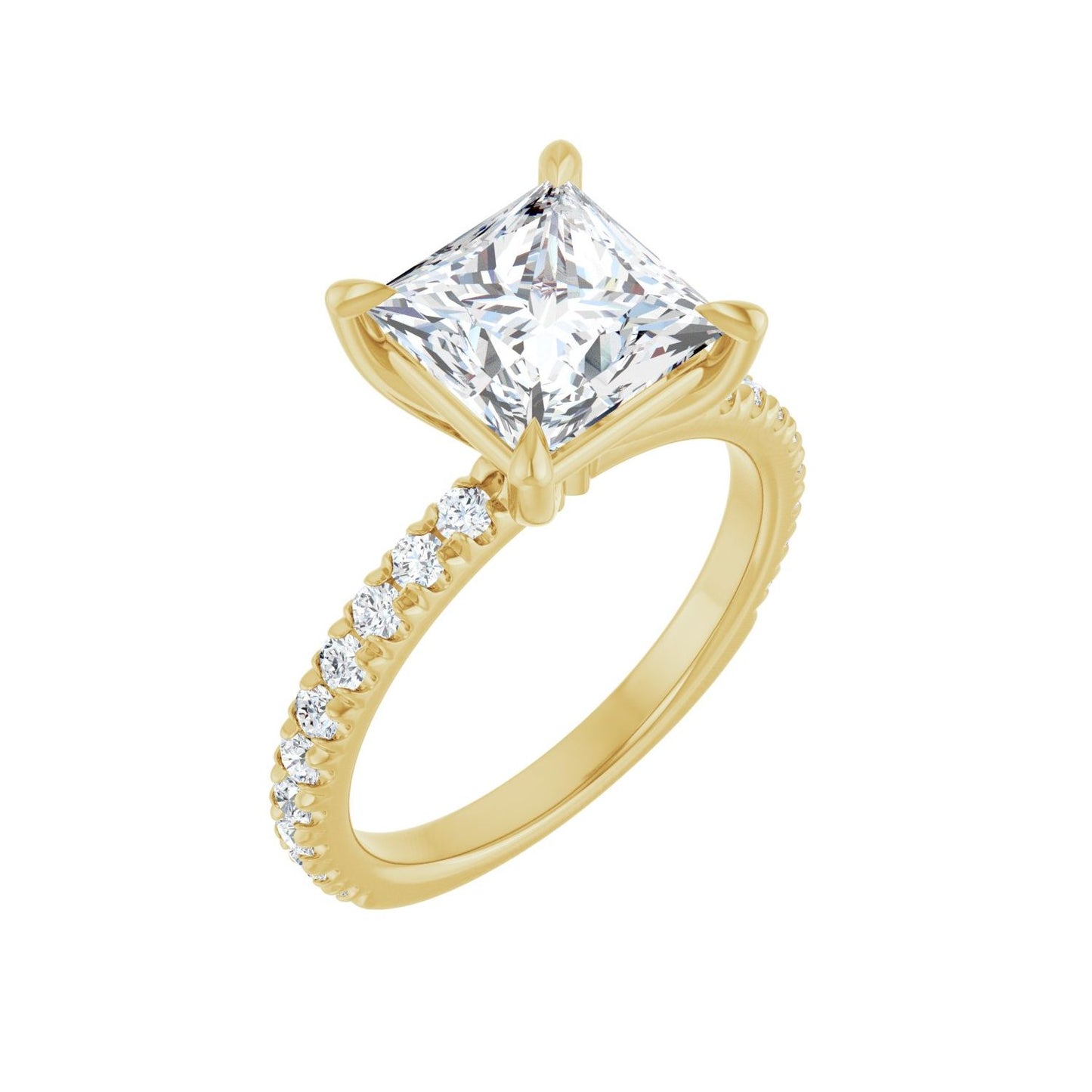 Square Claw-Prong Engagement Ring | Metal Type=14K Yellow Gold | Center Stone Size=2.5 CT | Image 1