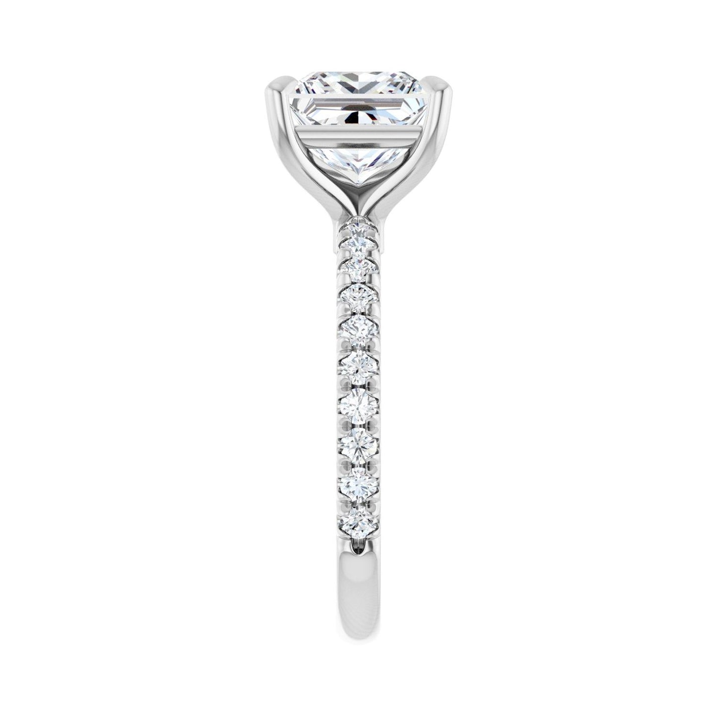 Square Claw-Prong Engagement Ring | Metal Type=14K White Gold | Center Stone Size=2.5 CT | Image 4