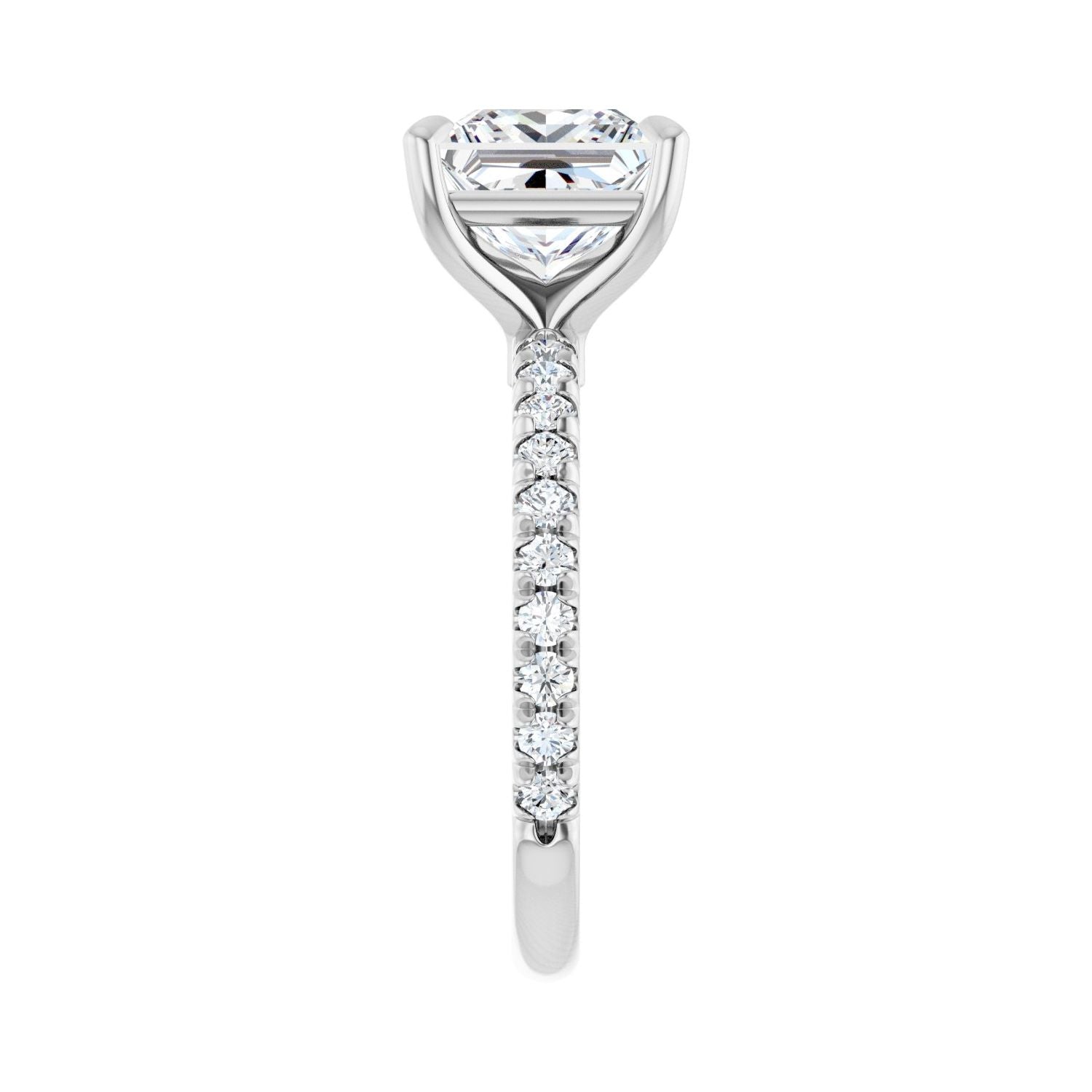 Square Claw-Prong Engagement Ring | Metal Type=14K White Gold | Center Stone Size=2.5 CT | Image 4