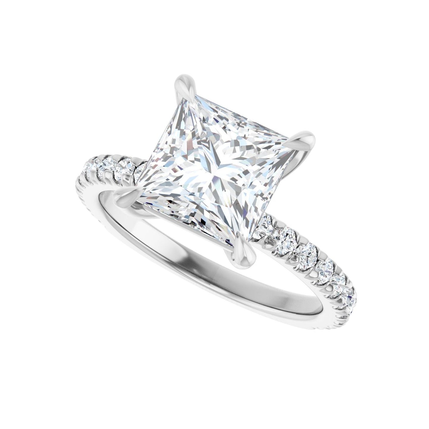 Square Claw-Prong Engagement Ring | Metal Type=14K White Gold | Center Stone Size=2.5 CT | Image 5