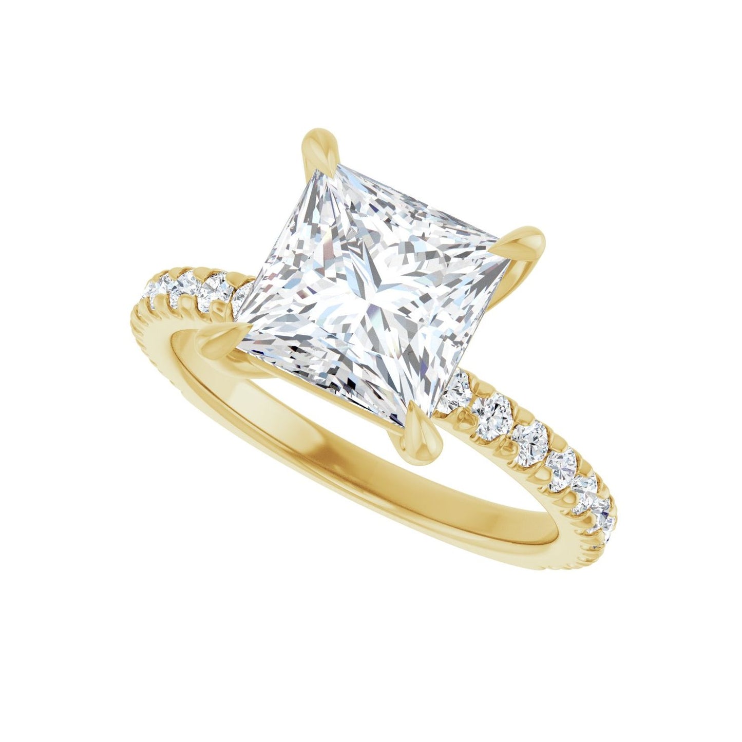 Square Claw-Prong Engagement Ring | Metal Type=14K Yellow Gold | Center Stone Size=2.5 CT | Image 5