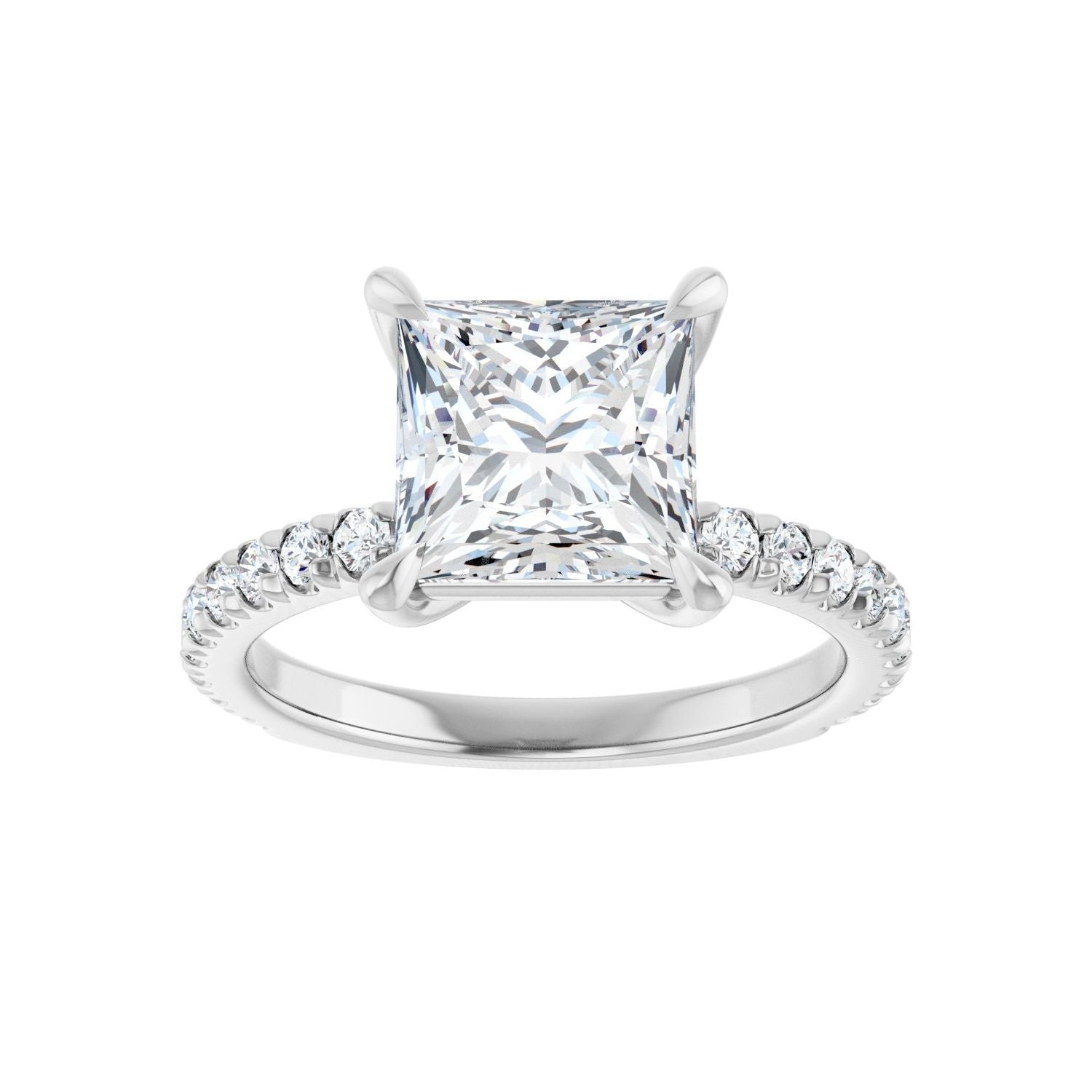 Square Claw-Prong Engagement Ring | Metal Type=14K White Gold | Center Stone Size=2.5 CT | Image 3