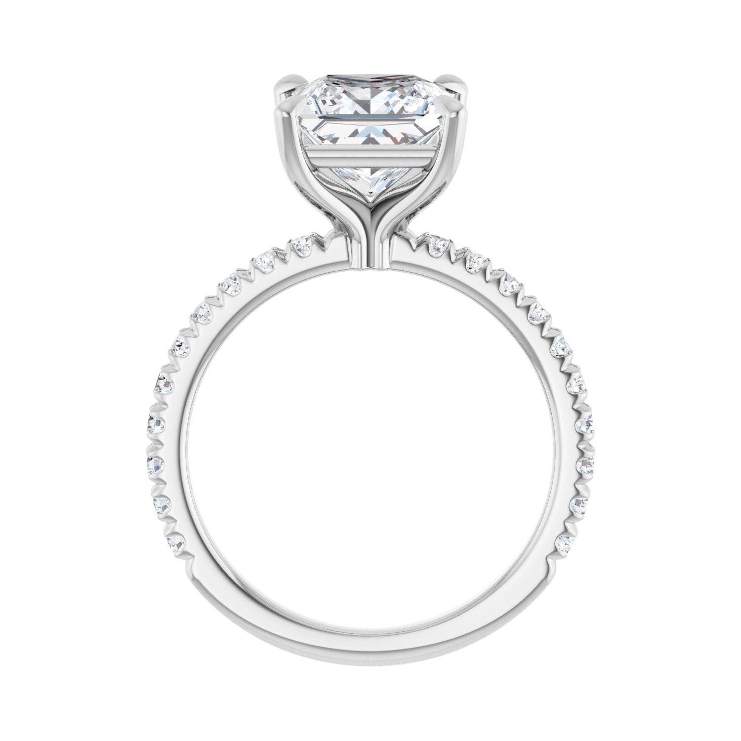 Square Claw-Prong Engagement Ring | Metal Type=14K White Gold | Center Stone Size=2.5 CT | Image 2