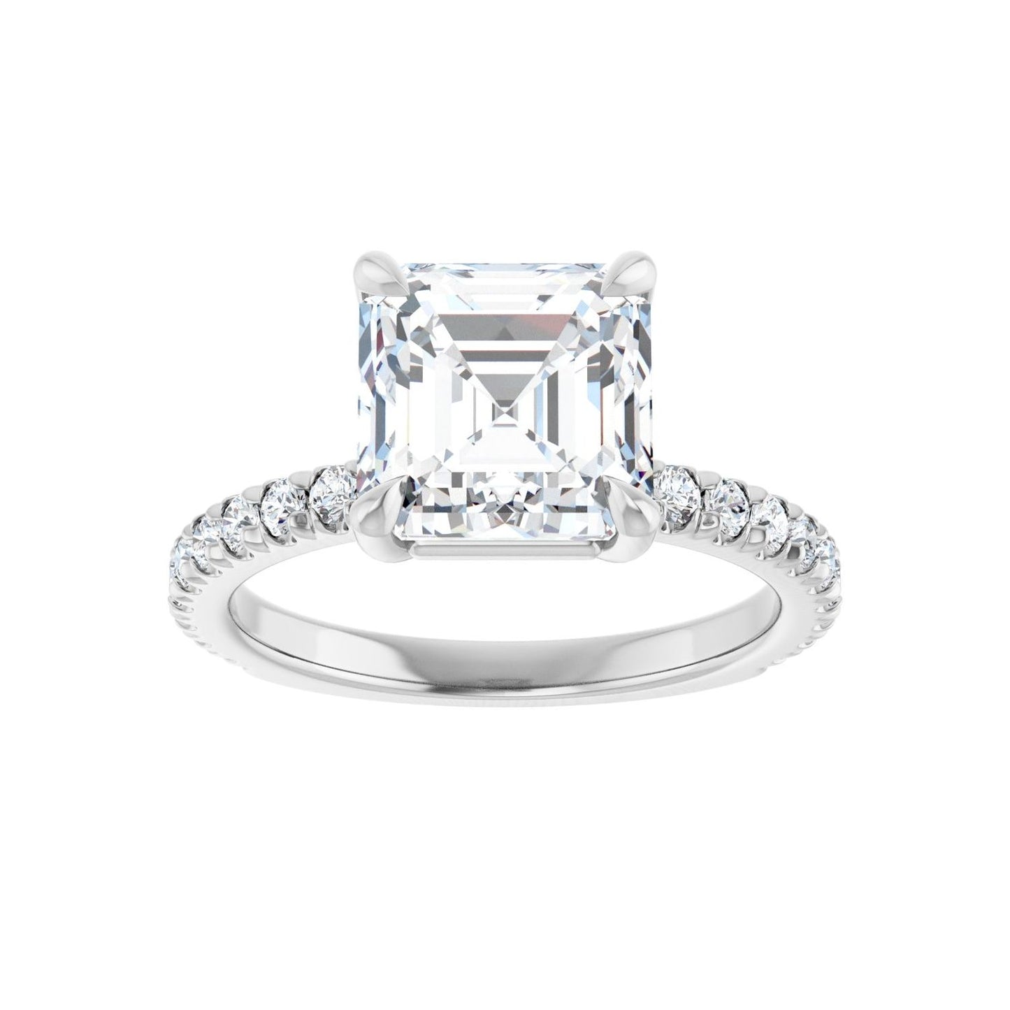 Asscher Claw-Prong Engagement Ring | Metal Type=14K White Gold | Center Stone Size=3 CT | Image 3