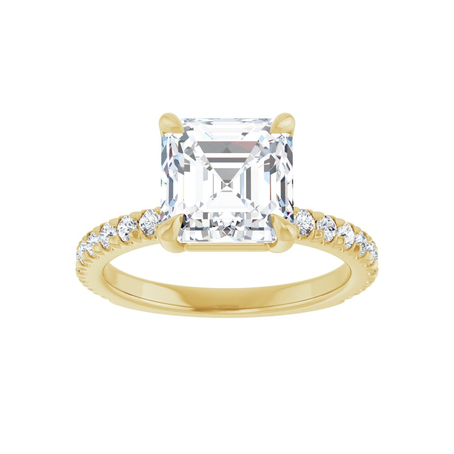 Asscher Claw-Prong Engagement Ring | Metal Type=14K Yellow Gold | Center Stone Size=3 CT | Image 3