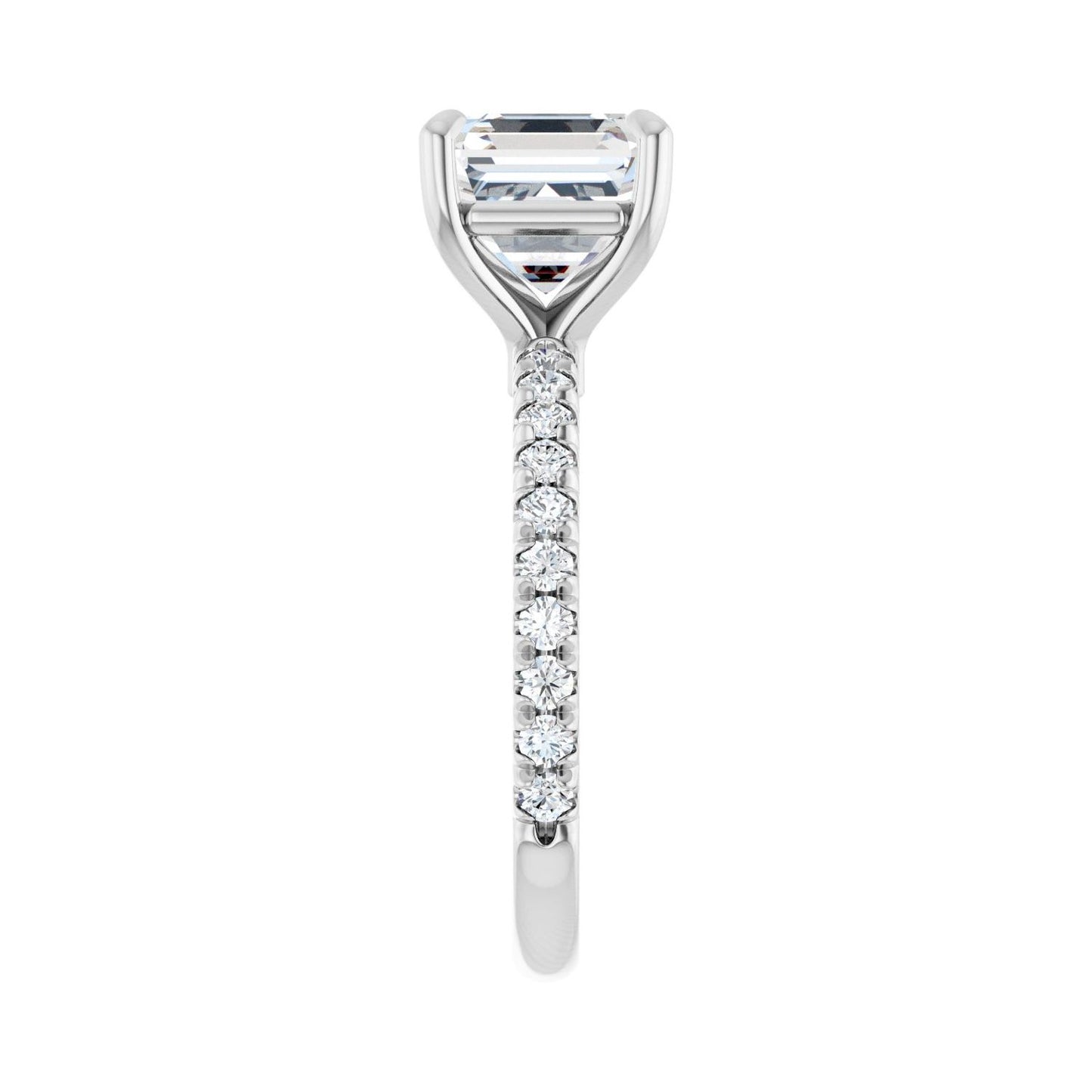 Asscher Claw-Prong Engagement Ring | Metal Type=14K White Gold | Center Stone Size=3 CT | Image 4