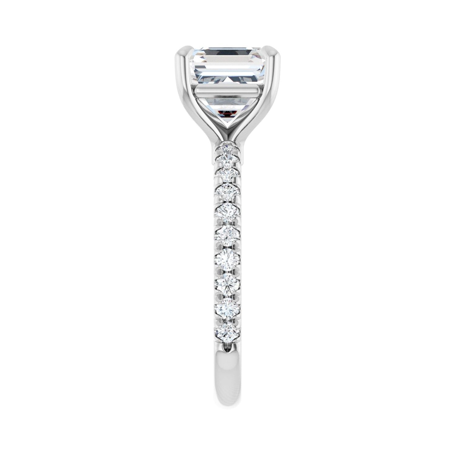 Asscher Claw-Prong Engagement Ring | Metal Type=14K White Gold | Center Stone Size=3 CT | Image 4