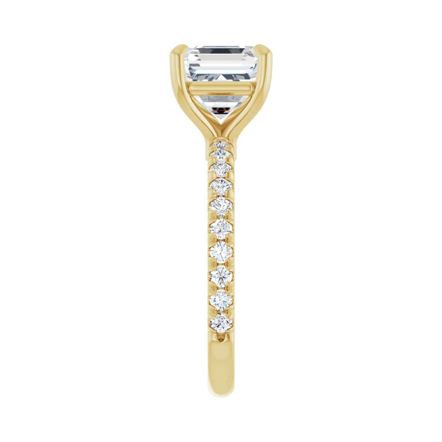 Asscher Claw-Prong Engagement Ring | Metal Type=14K Yellow Gold | Center Stone Size=3 CT | Image 4