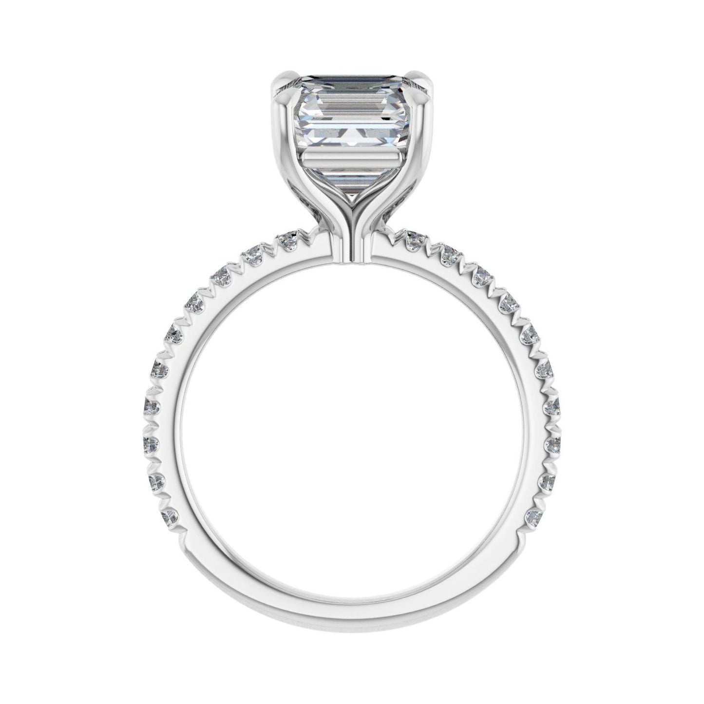 Asscher Claw-Prong Engagement Ring | Metal Type=14K White Gold | Center Stone Size=3 CT | Image 2
