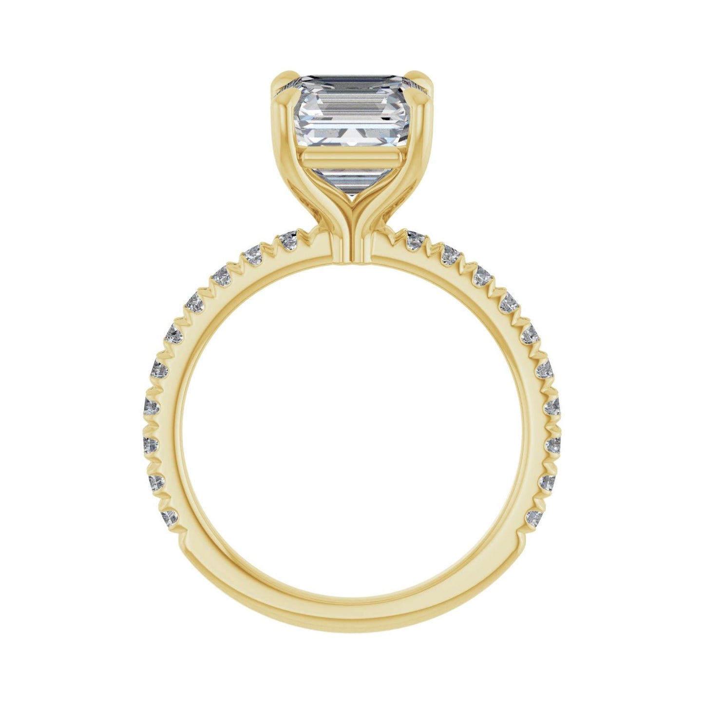 Asscher Claw-Prong Engagement Ring | Metal Type=14K Yellow Gold | Center Stone Size=3 CT | Image 2