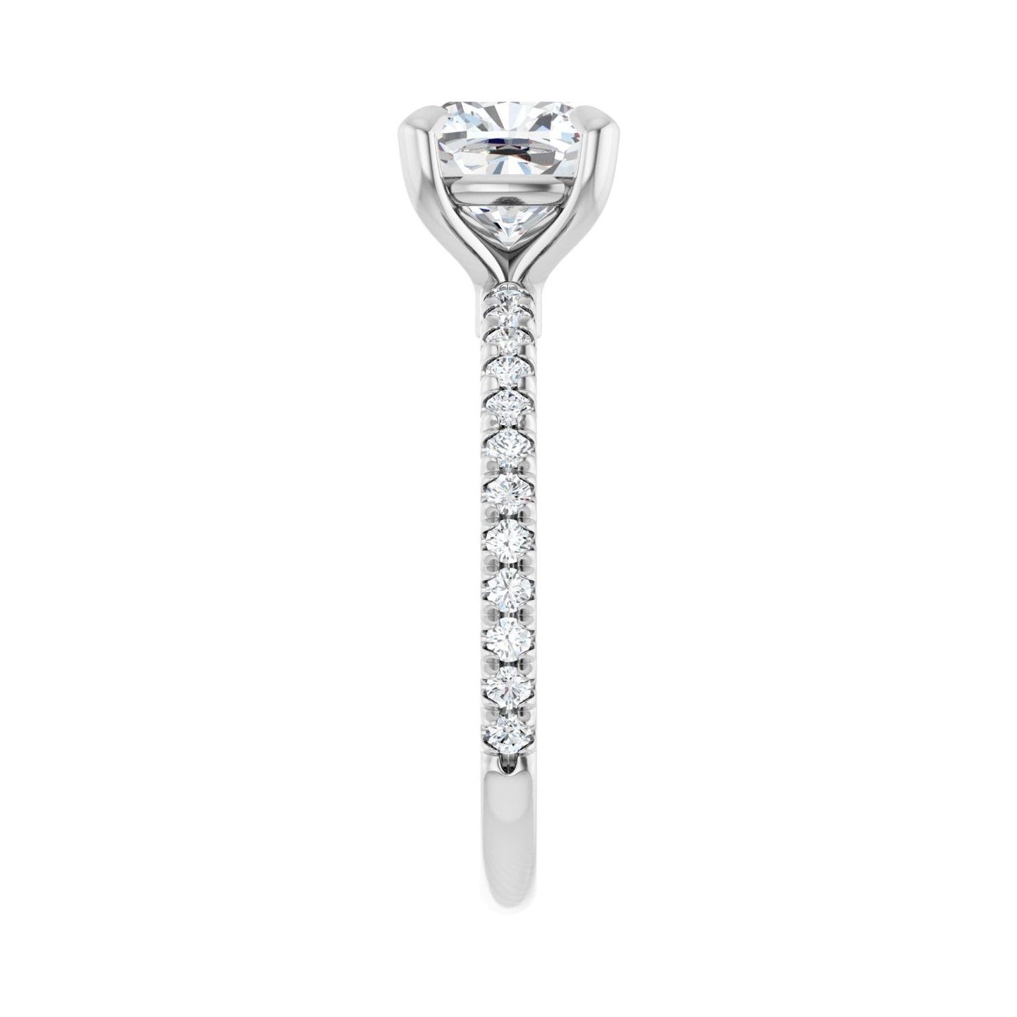 Cushion Claw-Prong Engagement Ring | Metal Type=14K White Gold | Center Stone Size=2 CT | Image 4