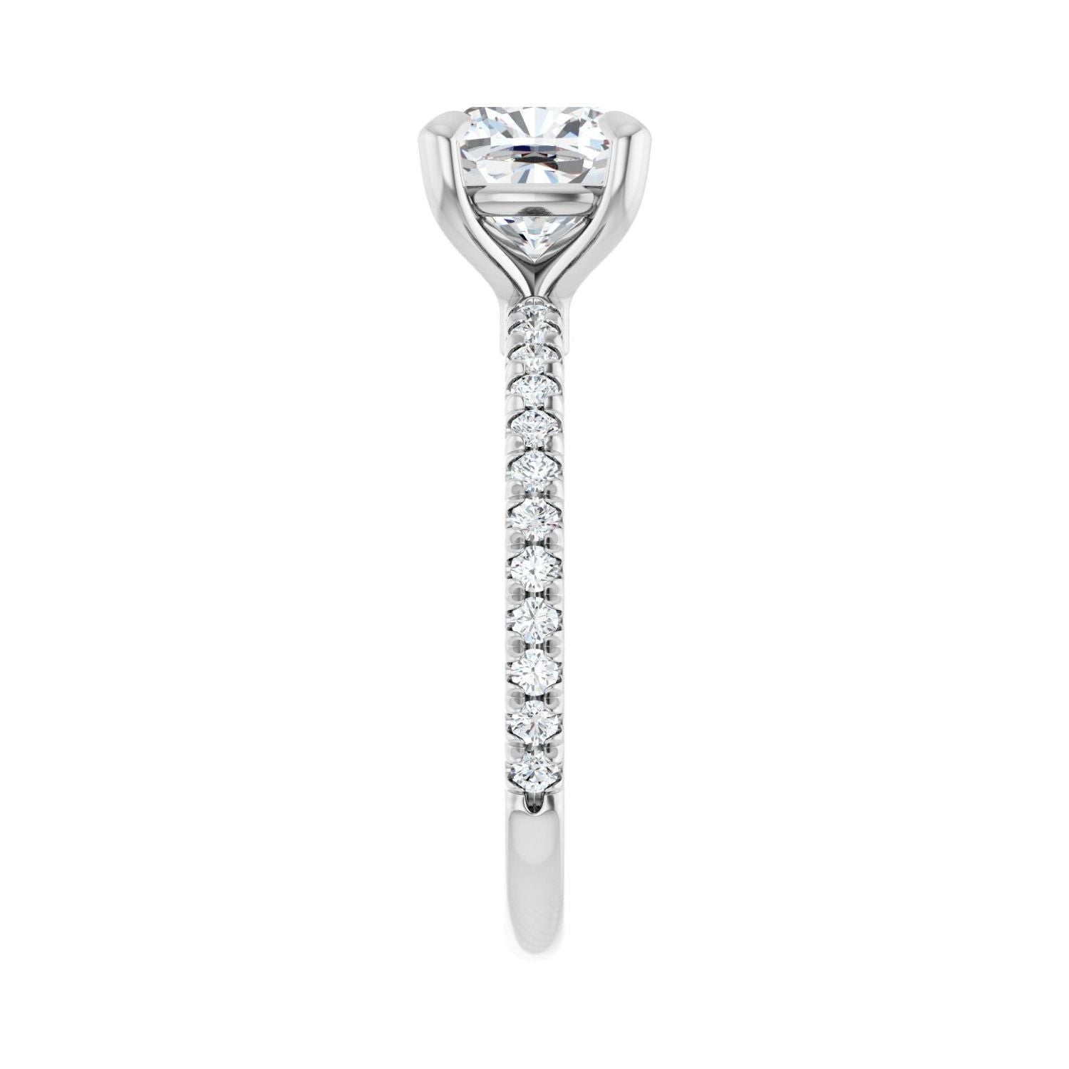 Cushion Claw-Prong Engagement Ring | Metal Type=14K White Gold | Center Stone Size=2 CT | Image 4
