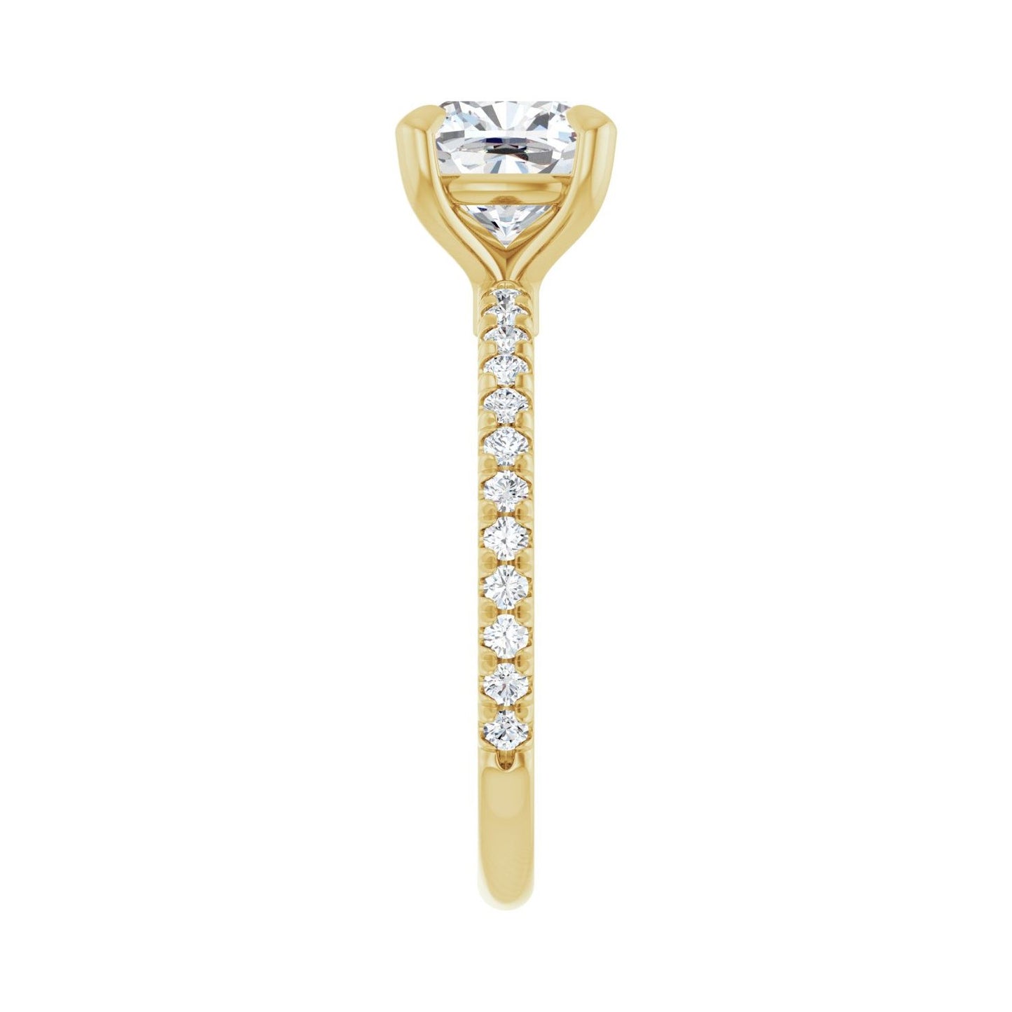 Cushion Claw-Prong Engagement Ring | Metal Type=14K Yellow Gold | Center Stone Size=2 CT | Image 4