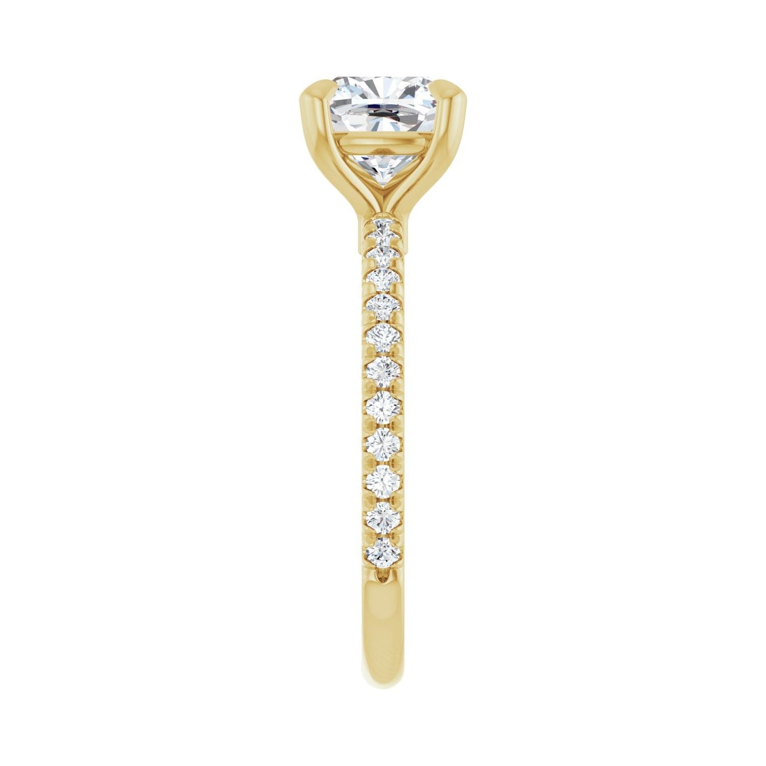 Cushion Claw-Prong Engagement Ring | Metal Type=14K Yellow Gold | Center Stone Size=2 CT | Image 4