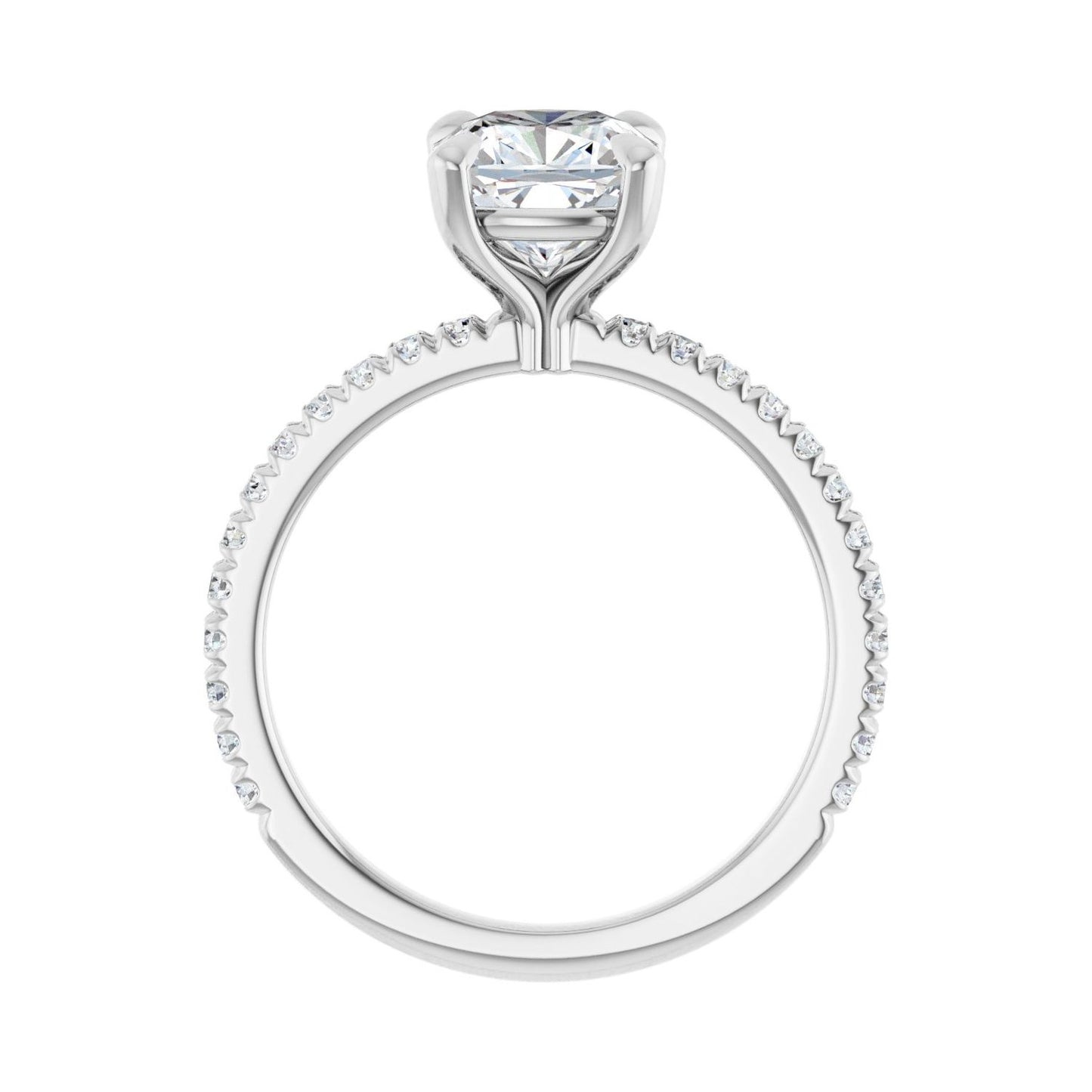 Cushion Claw-Prong Engagement Ring | Metal Type=14K White Gold | Center Stone Size=2 CT | Image 2