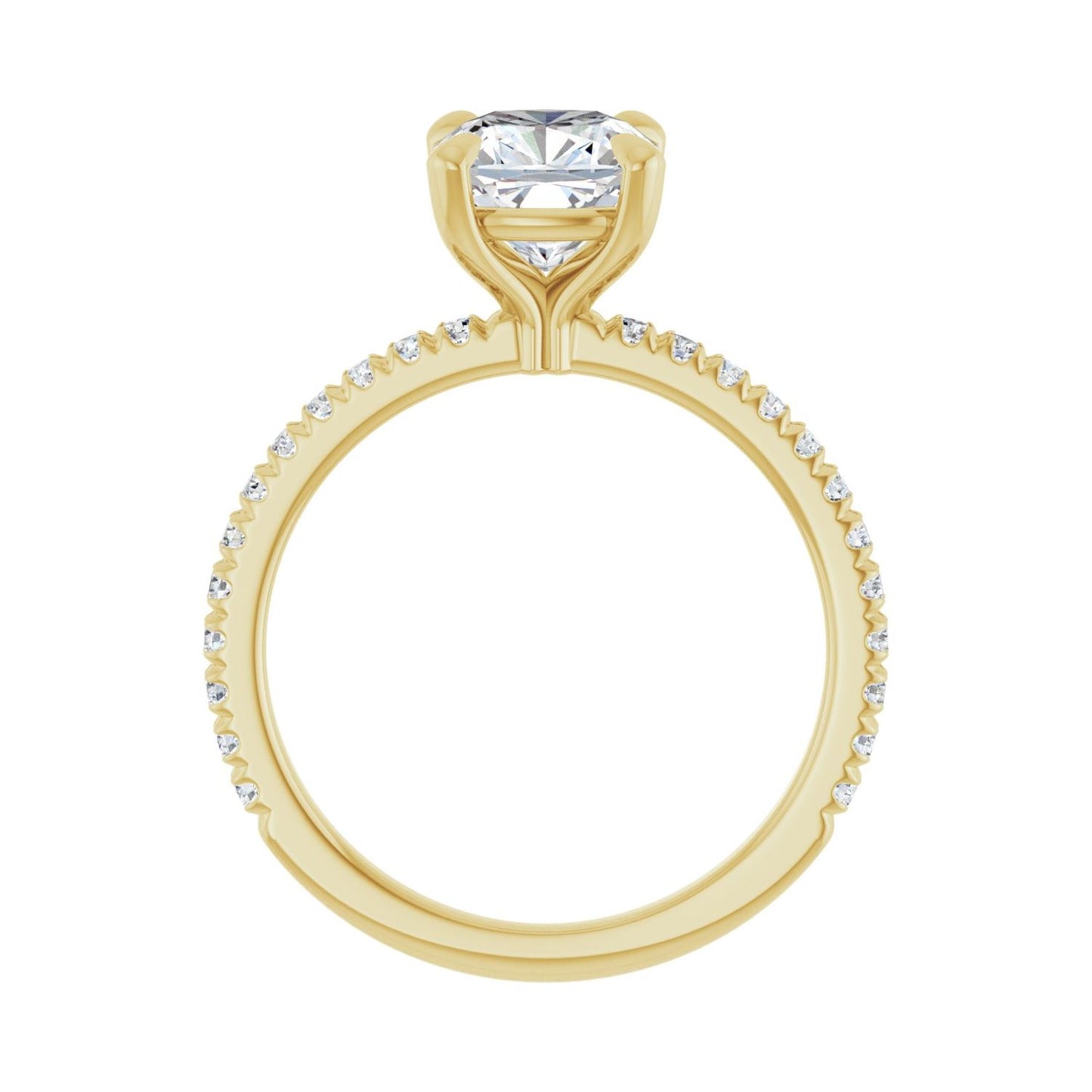 Cushion Claw-Prong Engagement Ring | Metal Type=14K Yellow Gold | Center Stone Size=2 CT | Image 2