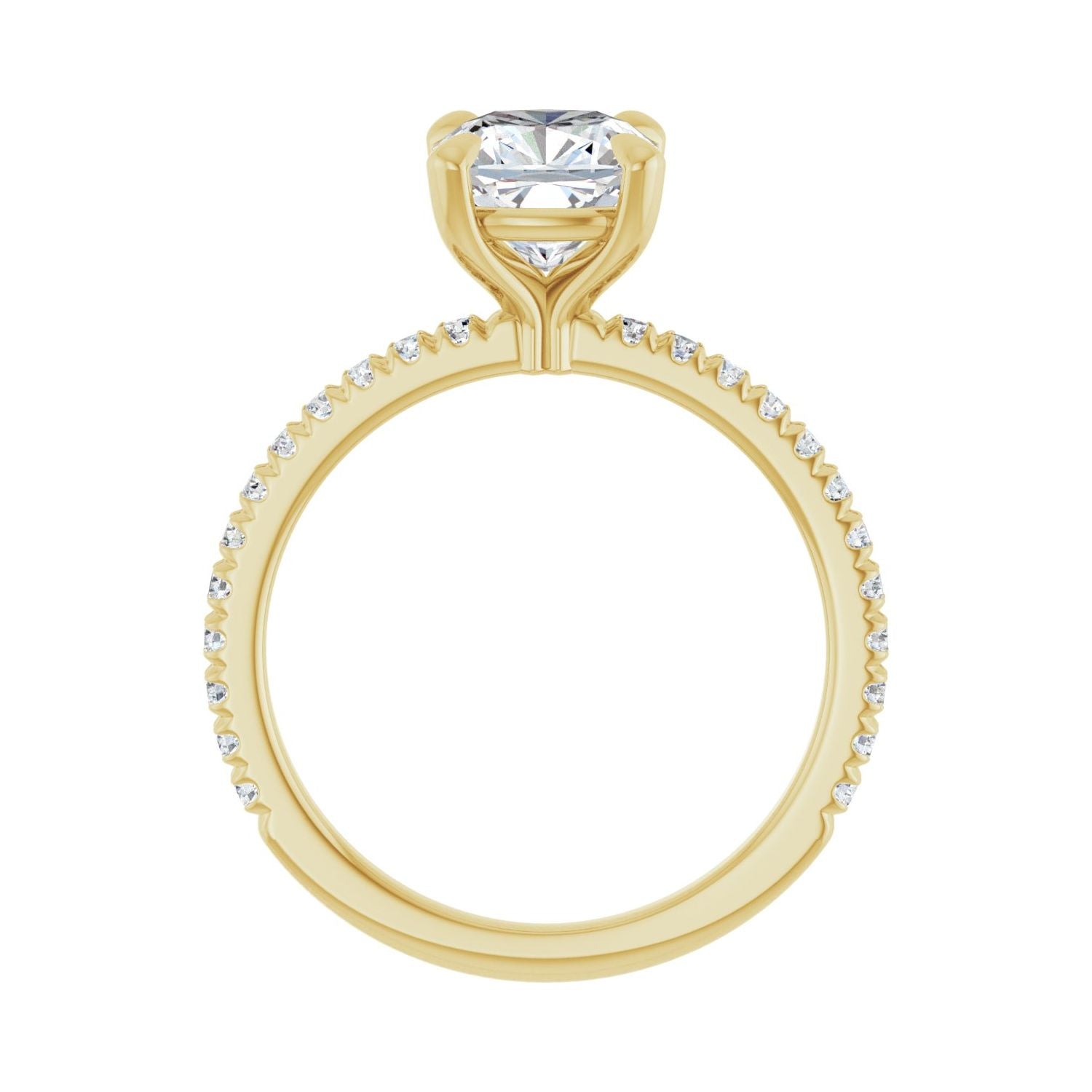 Cushion Claw-Prong Engagement Ring | Metal Type=14K Yellow Gold | Center Stone Size=2 CT | Image 2