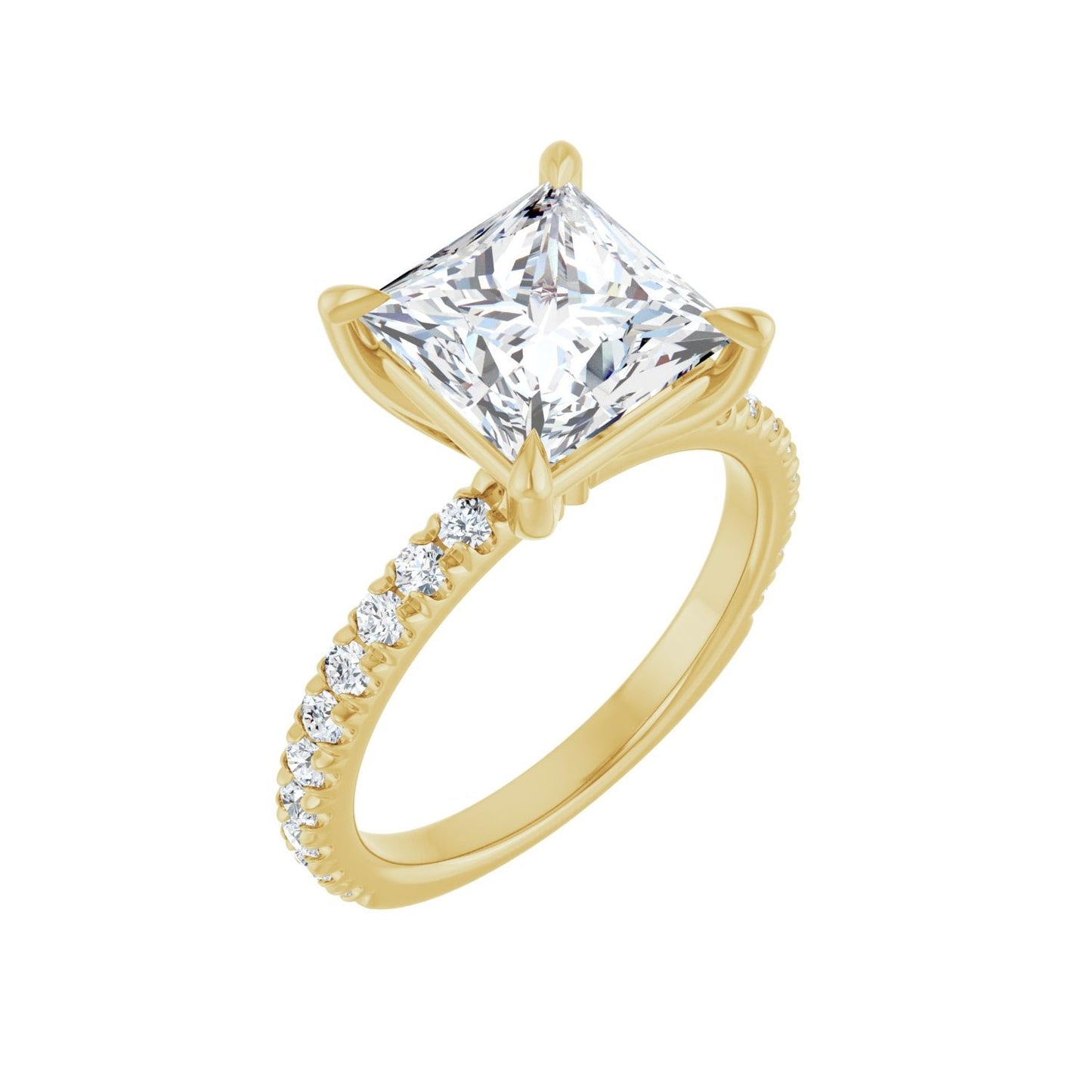 Square Claw-Prong Engagement Ring | Metal Type=14K Yellow Gold | Center Stone Size=3 CT | Image 1