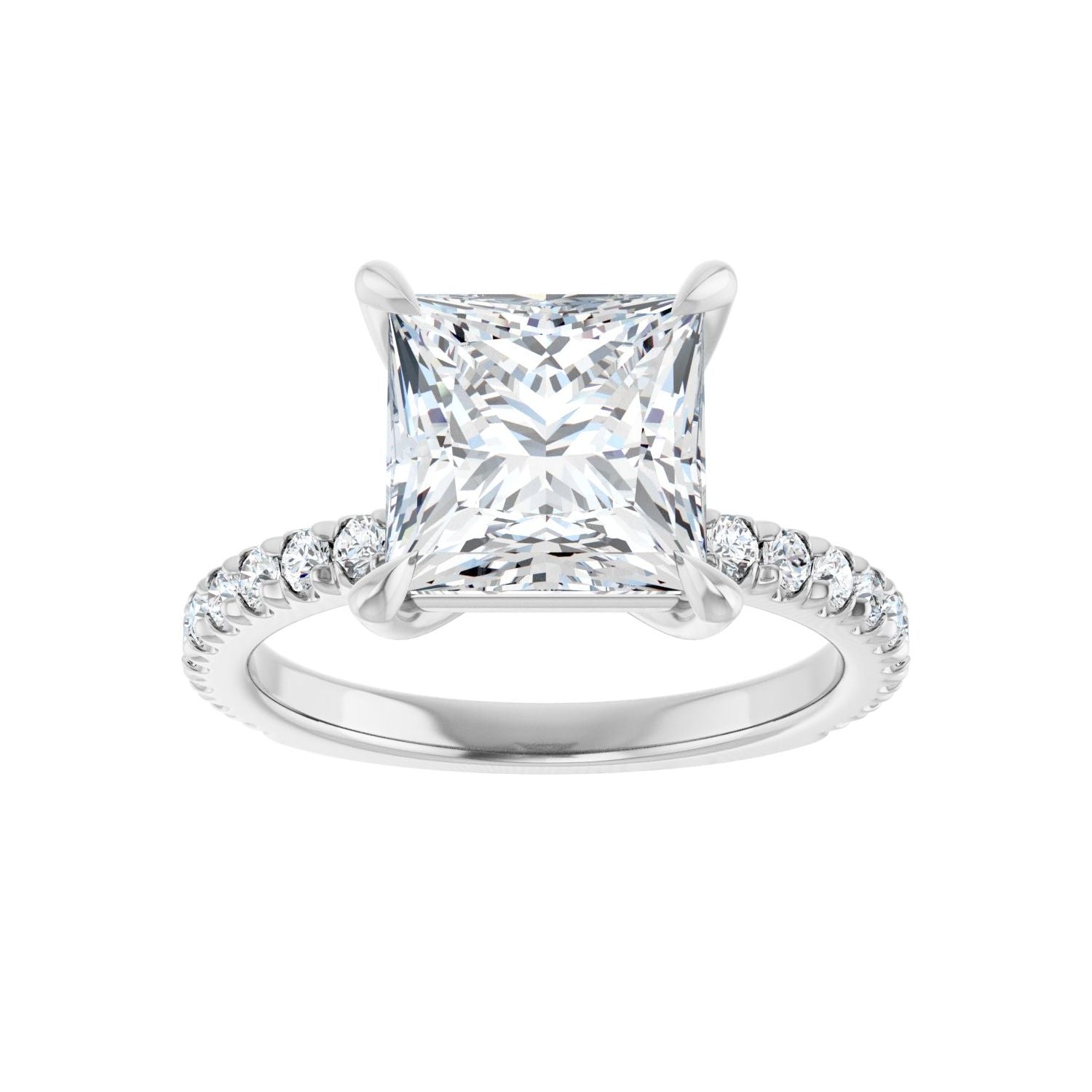 Square Claw-Prong Engagement Ring | Metal Type=14K White Gold | Center Stone Size=3 CT | Image 3