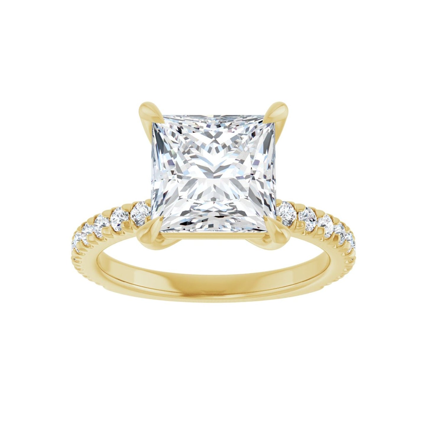 Square Claw-Prong Engagement Ring | Metal Type=14K Yellow Gold | Center Stone Size=3 CT | Image 3