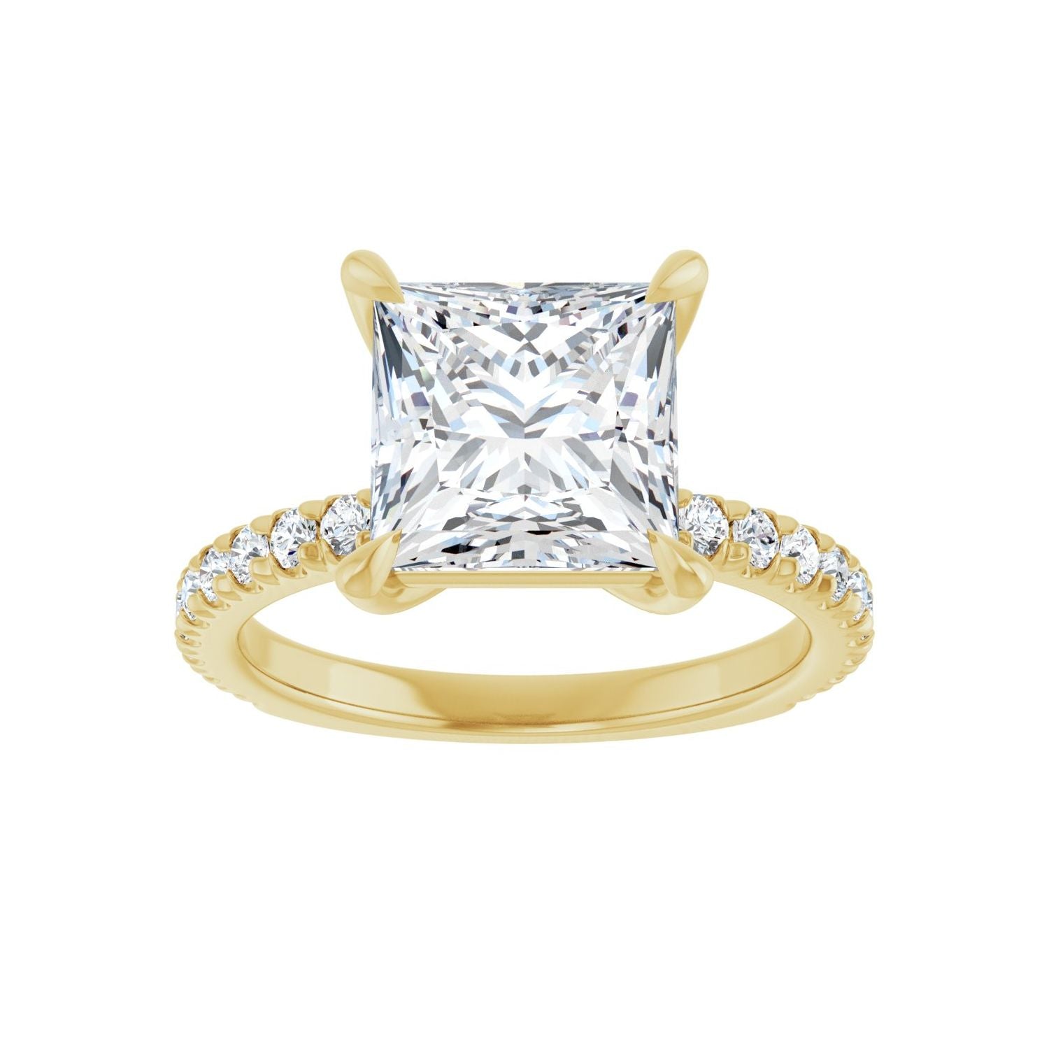 Square Claw-Prong Engagement Ring | Metal Type=14K Yellow Gold | Center Stone Size=3 CT | Image 3