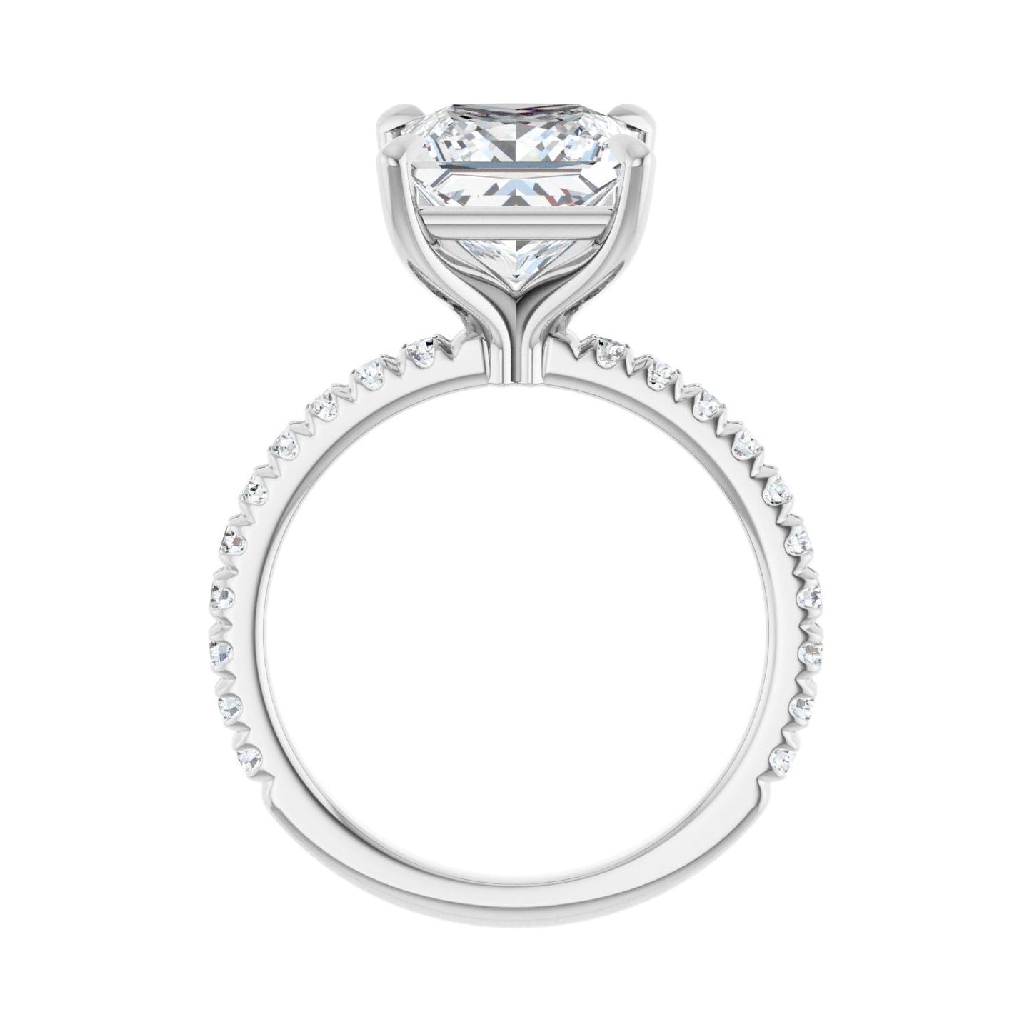 Square Claw-Prong Engagement Ring | Metal Type=14K White Gold | Center Stone Size=3 CT | Image 2