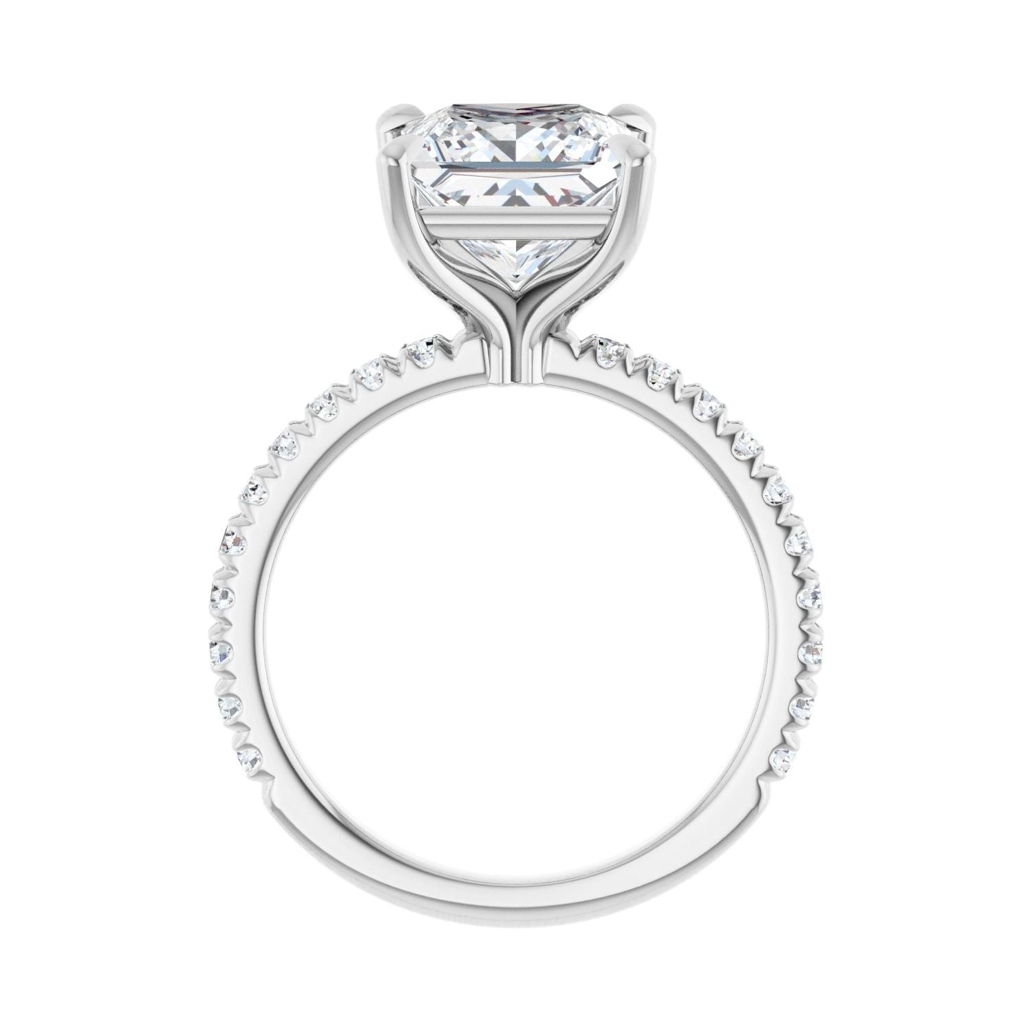 Square Claw-Prong Engagement Ring | Metal Type=14K White Gold | Center Stone Size=3 CT | Image 2
