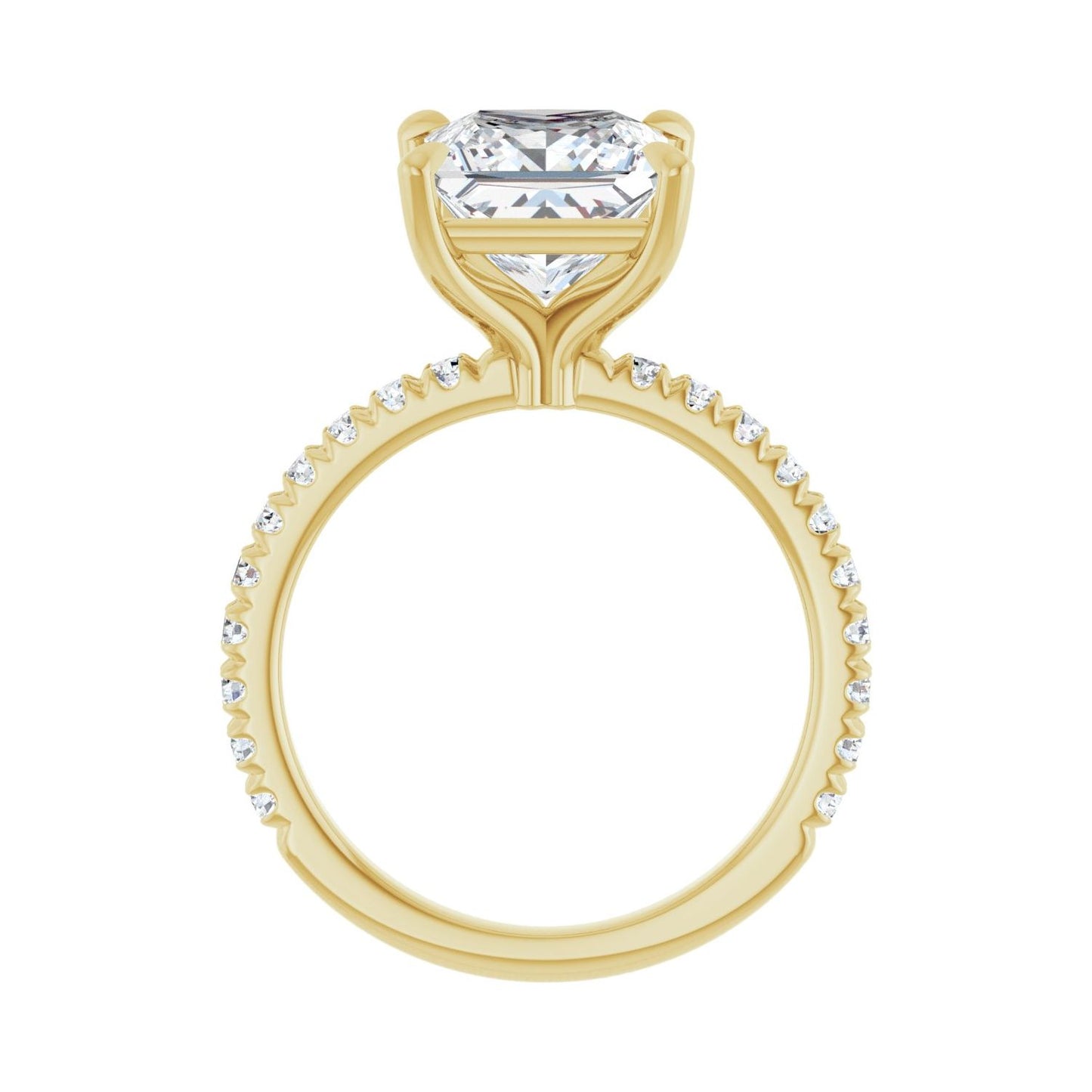 Square Claw-Prong Engagement Ring | Metal Type=14K Yellow Gold | Center Stone Size=3 CT | Image 2