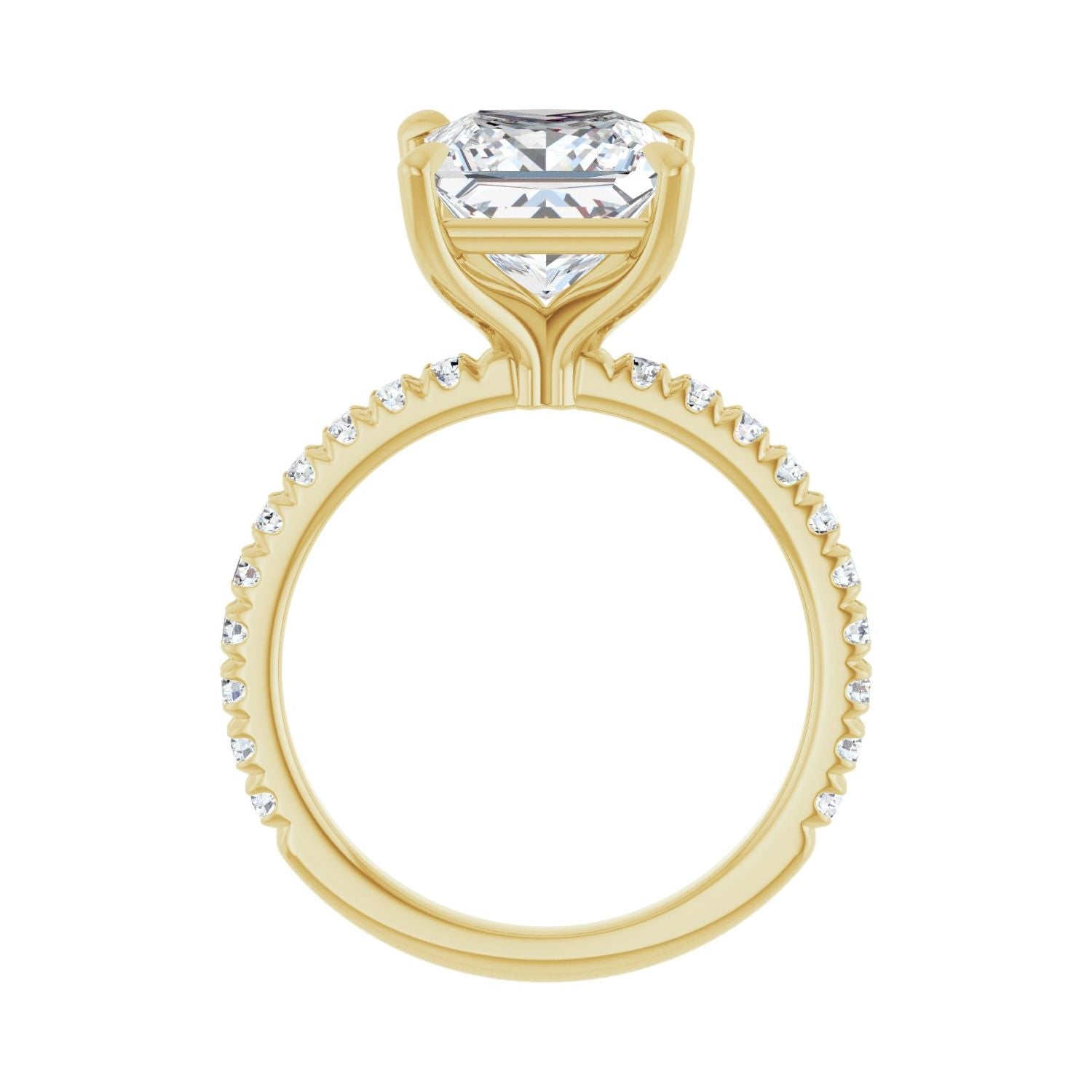 Square Claw-Prong Engagement Ring | Metal Type=14K Yellow Gold | Center Stone Size=3 CT | Image 2