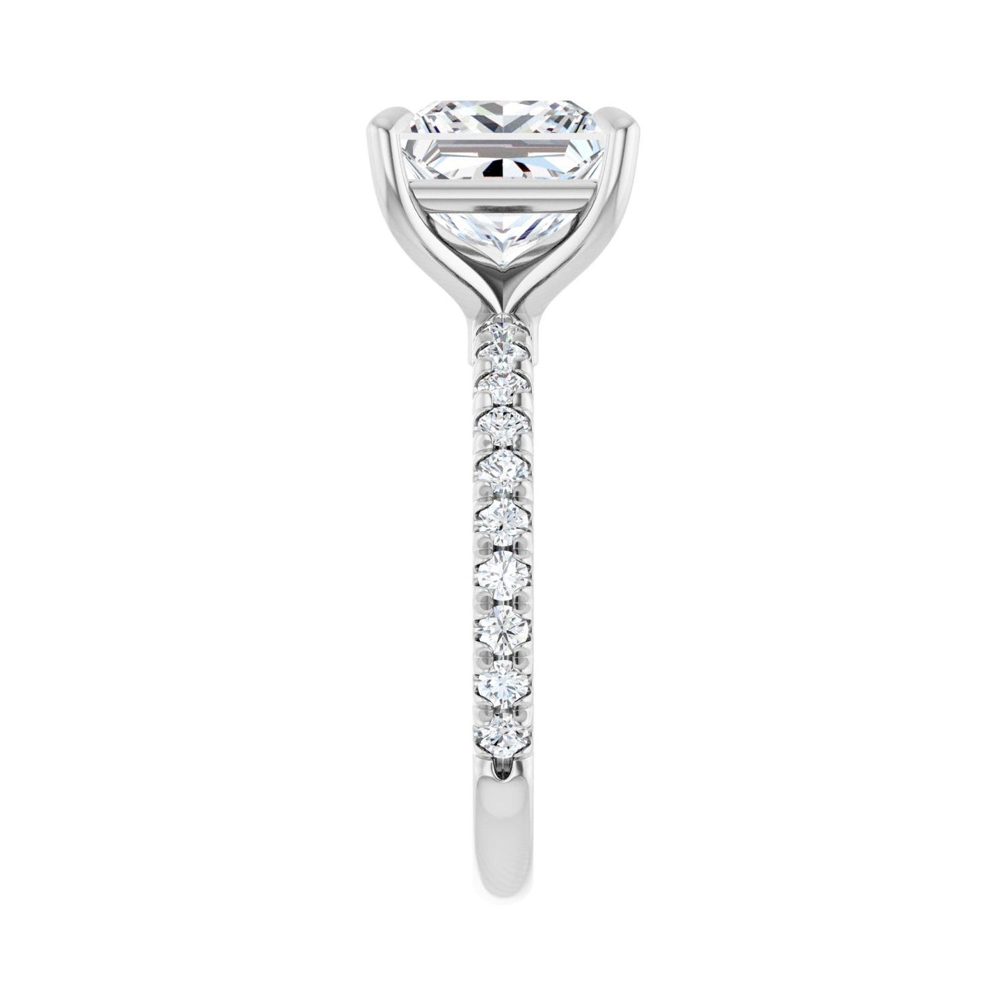 Square Claw-Prong Engagement Ring | Metal Type=14K White Gold | Center Stone Size=3 CT | Image 4