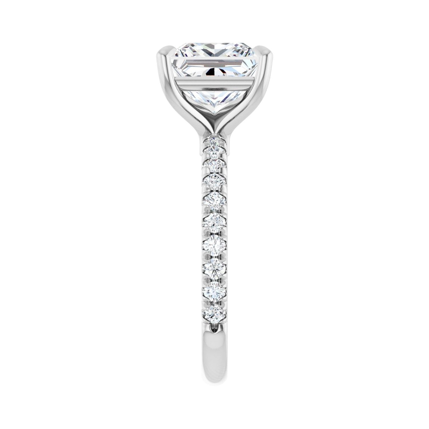 Square Claw-Prong Engagement Ring | Metal Type=14K White Gold | Center Stone Size=3 CT | Image 4