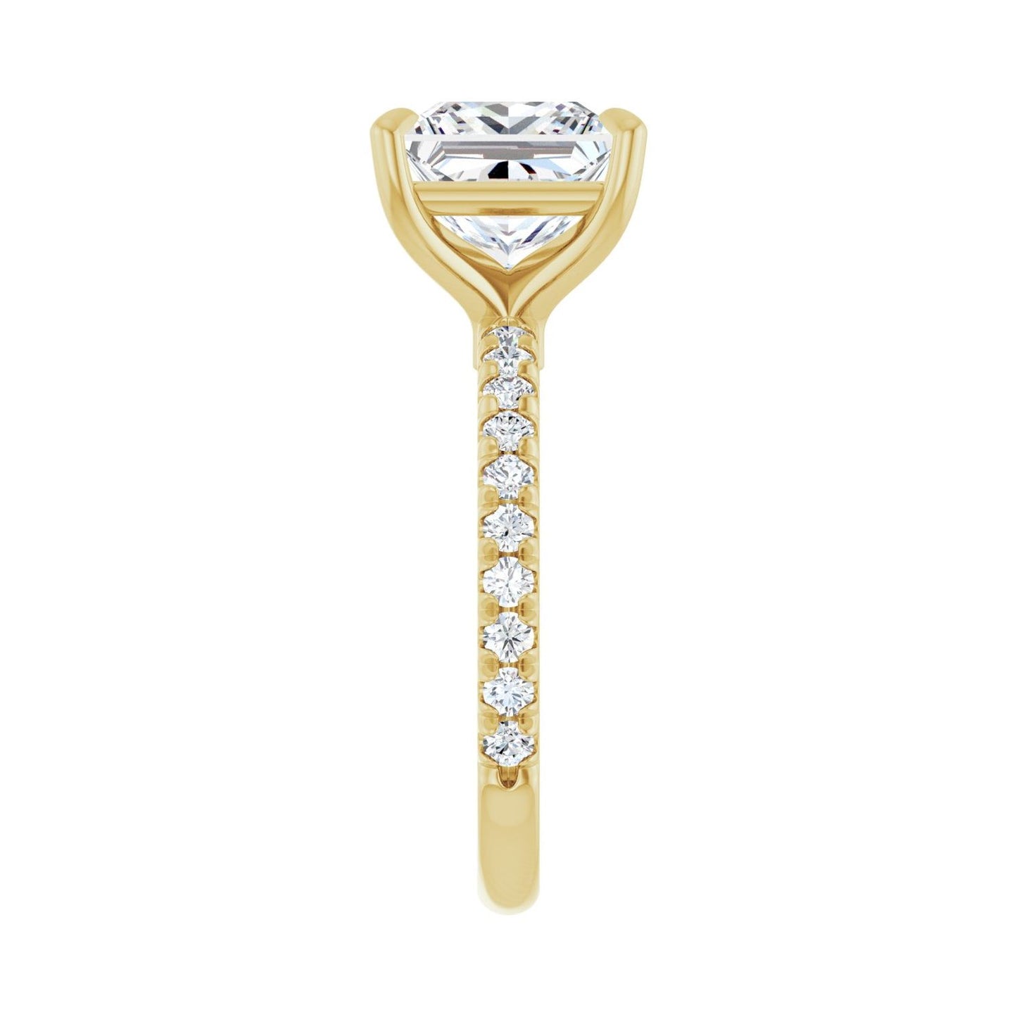 Square Claw-Prong Engagement Ring | Metal Type=14K Yellow Gold | Center Stone Size=3 CT | Image 4
