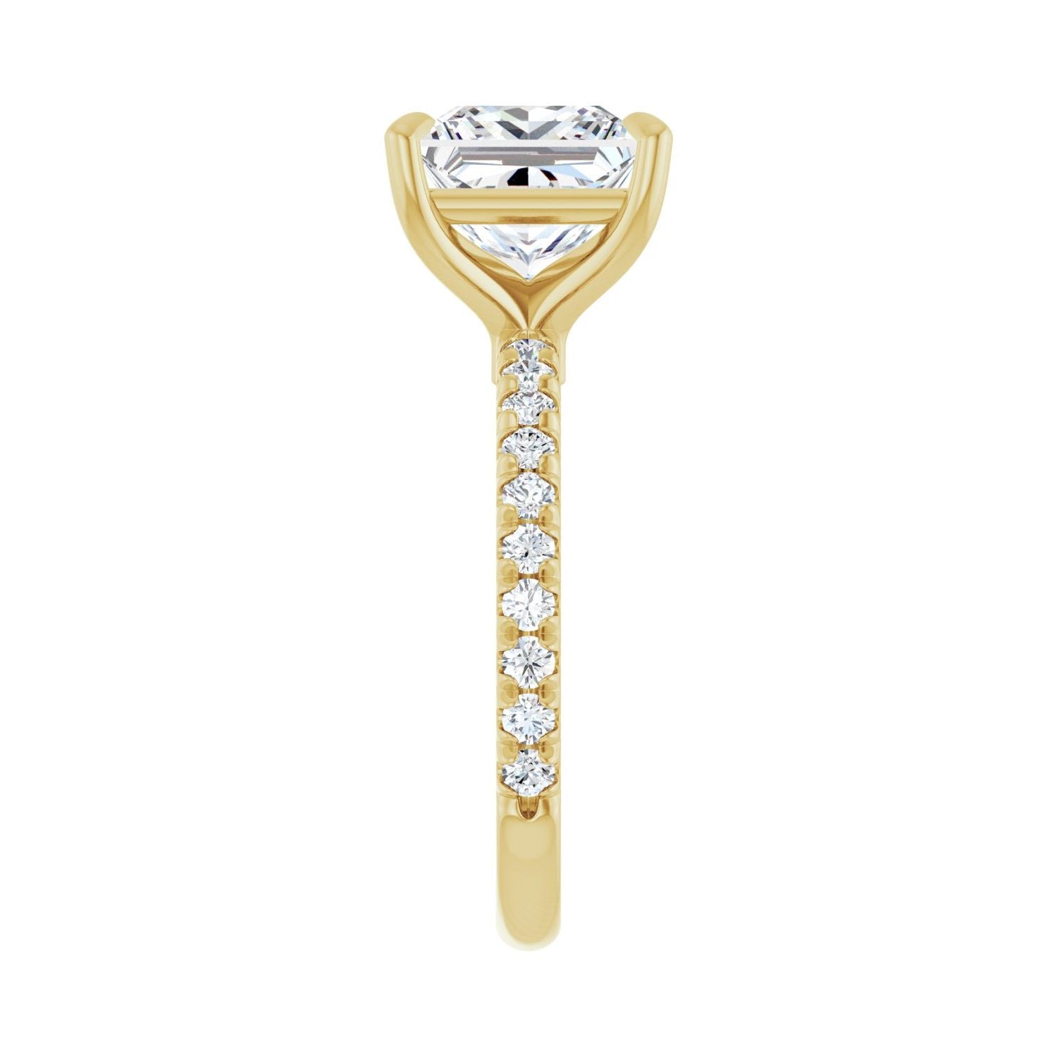 Square Claw-Prong Engagement Ring | Metal Type=14K Yellow Gold | Center Stone Size=3 CT | Image 4