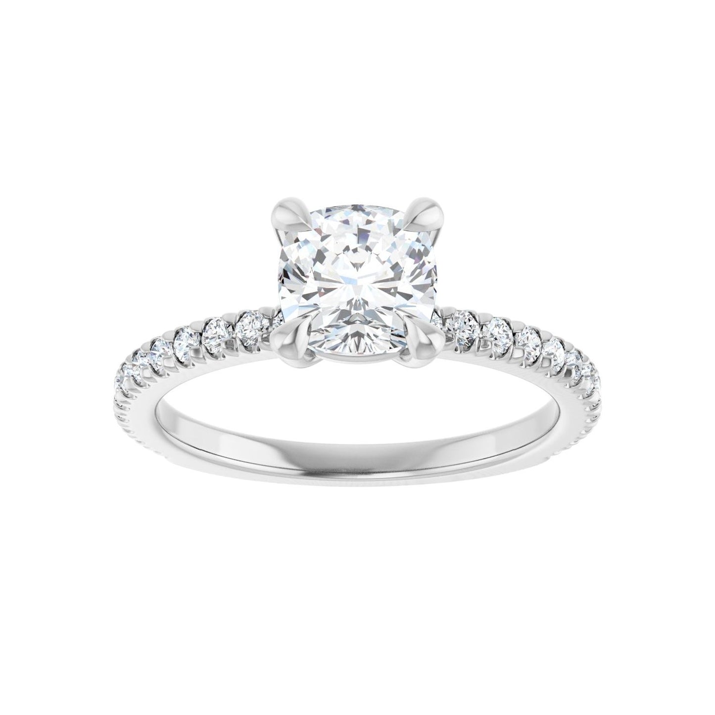 Cushion Claw-Prong Engagement Ring | Metal Type=14K White Gold | Center Stone Size=1 CT | Image 3