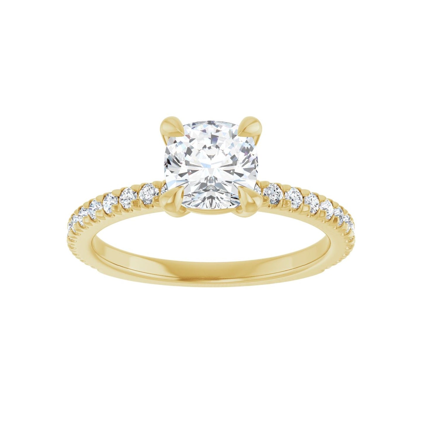 Cushion Claw-Prong Engagement Ring | Metal Type=14K Yellow Gold | Center Stone Size=1 CT | Image 3