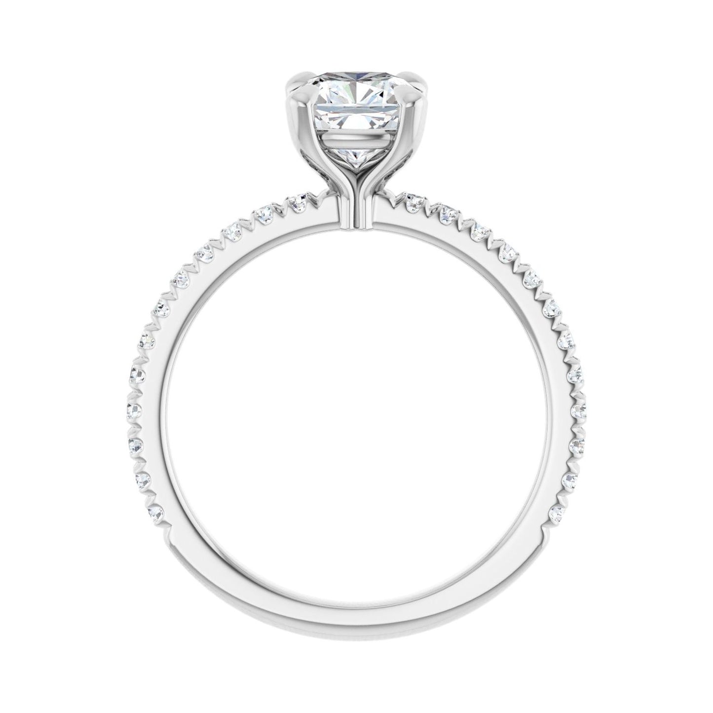 Cushion Claw-Prong Engagement Ring | Metal Type=14K White Gold | Center Stone Size=1 CT | Image 2