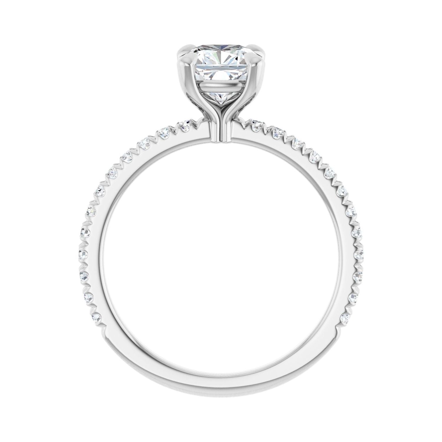 Cushion Claw-Prong Engagement Ring | Metal Type=14K White Gold | Center Stone Size=1 CT | Image 2