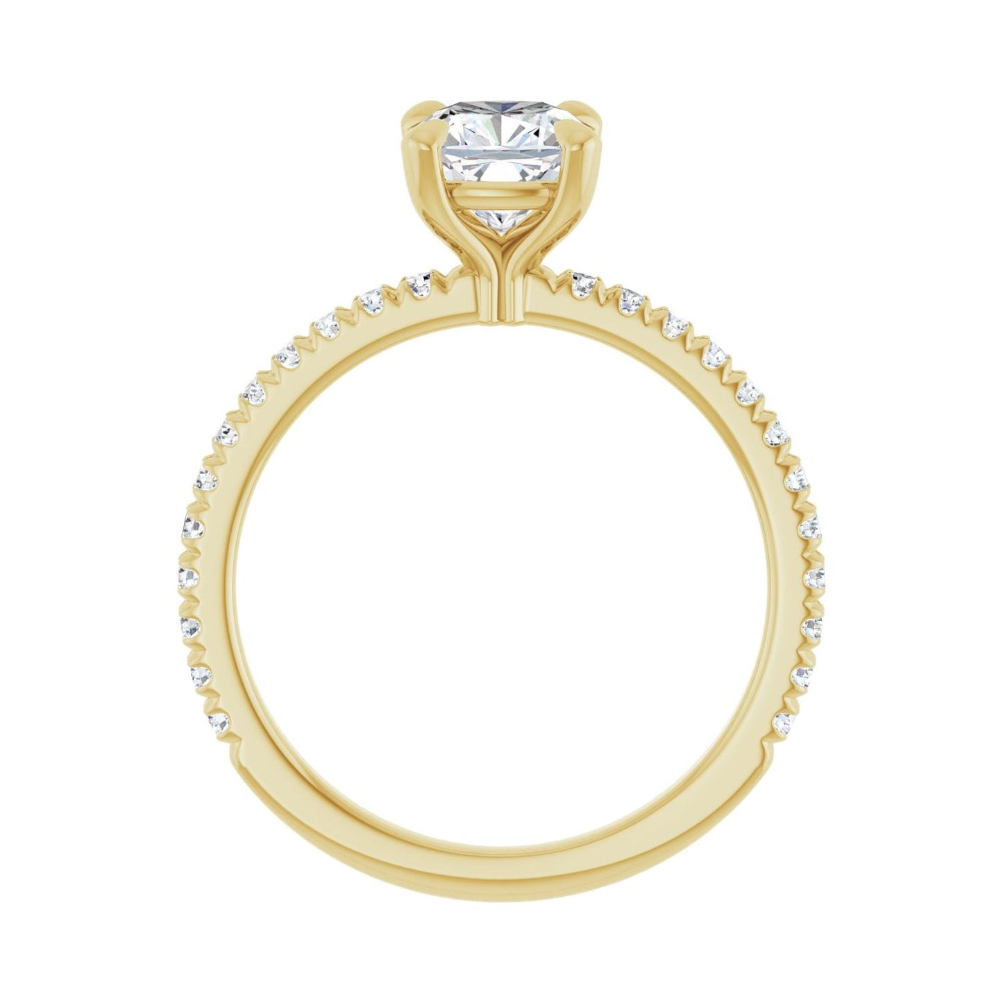 Cushion Claw-Prong Engagement Ring | Metal Type=14K Yellow Gold | Center Stone Size=1 CT | Image 2