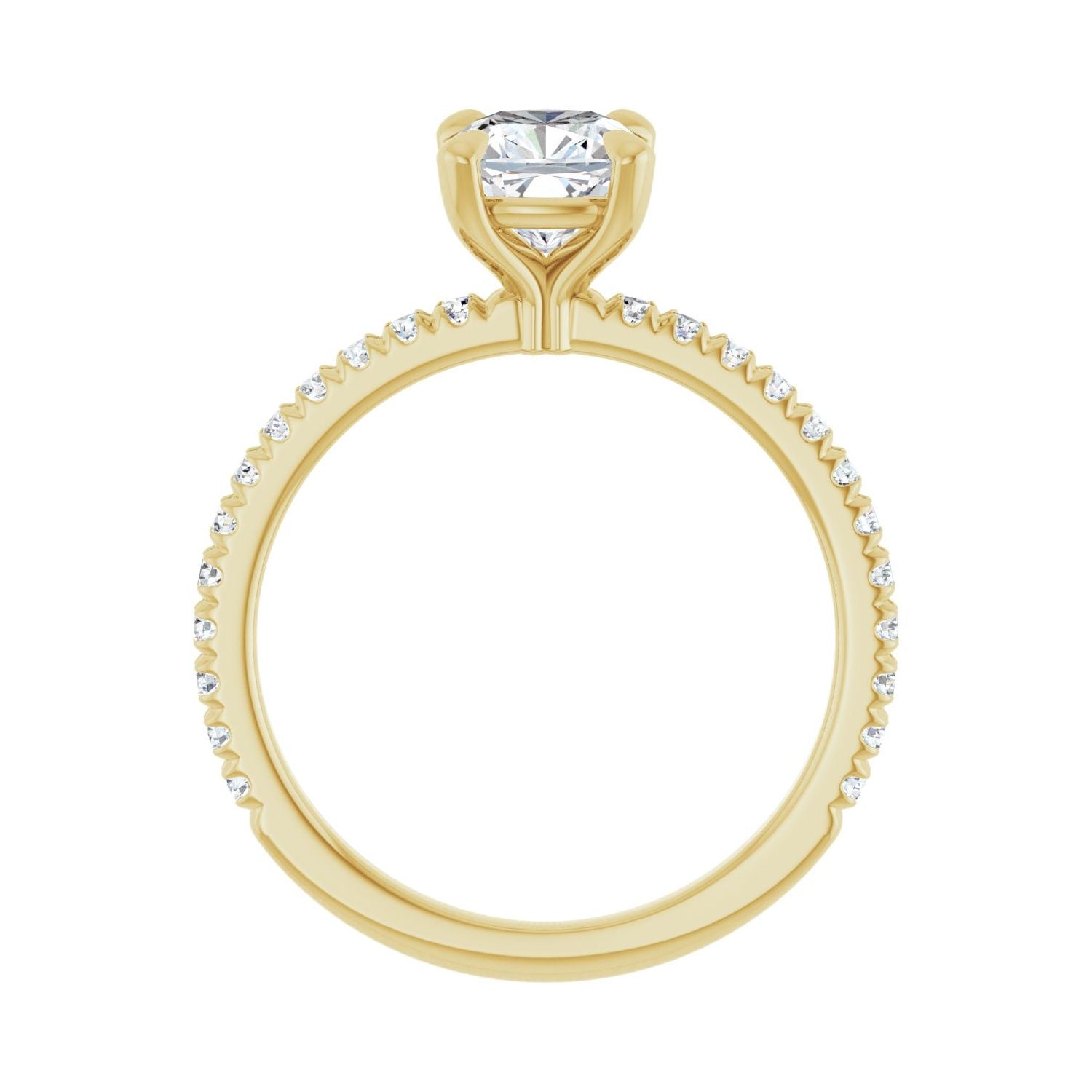 Cushion Claw-Prong Engagement Ring | Metal Type=14K Yellow Gold | Center Stone Size=1 CT | Image 2
