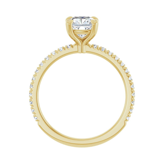 Cushion Claw-Prong Engagement Ring | Metal Type=14K Yellow Gold | Center Stone Size=1 CT | Image 2