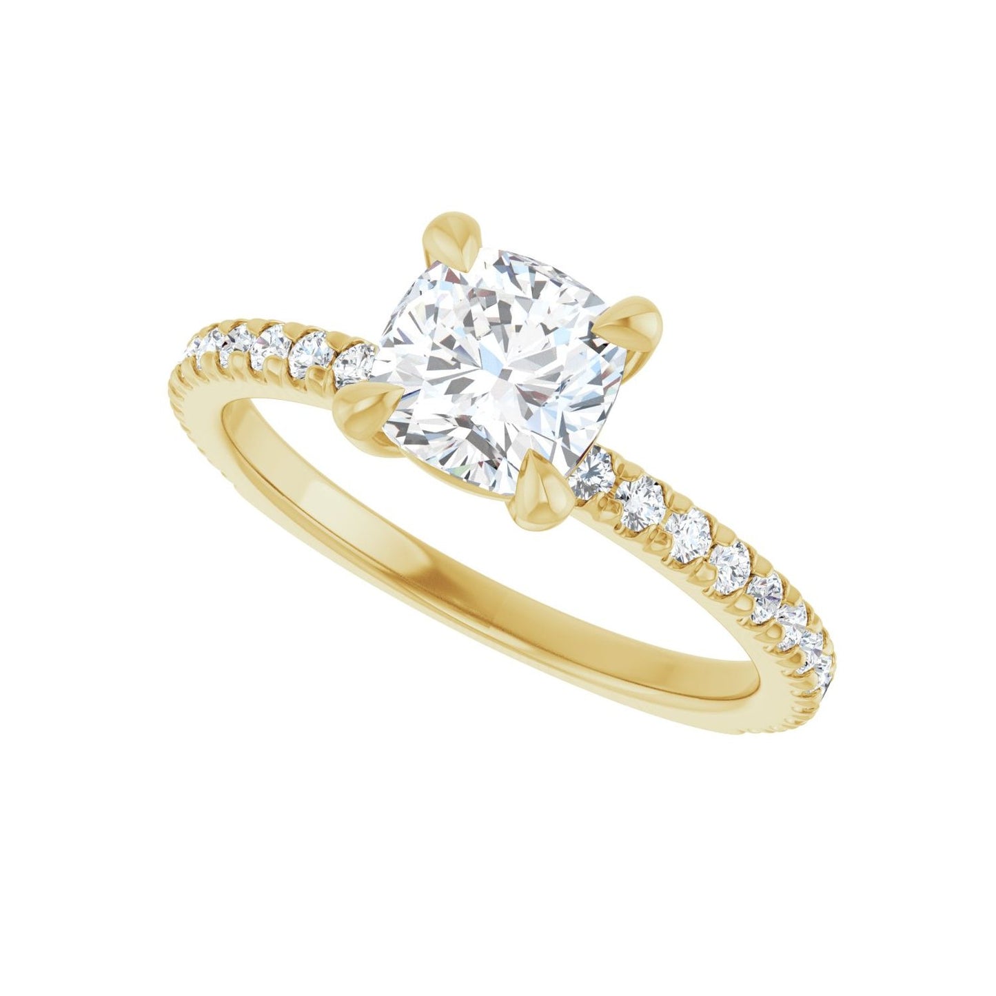 Cushion Claw-Prong Engagement Ring | Metal Type=14K Yellow Gold | Center Stone Size=1 CT | Image 5