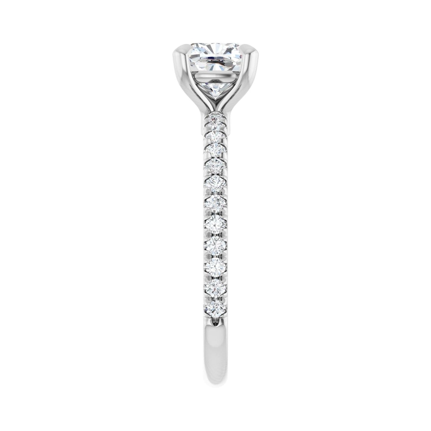 Cushion Claw-Prong Engagement Ring | Metal Type=14K White Gold | Center Stone Size=1 CT | Image 4