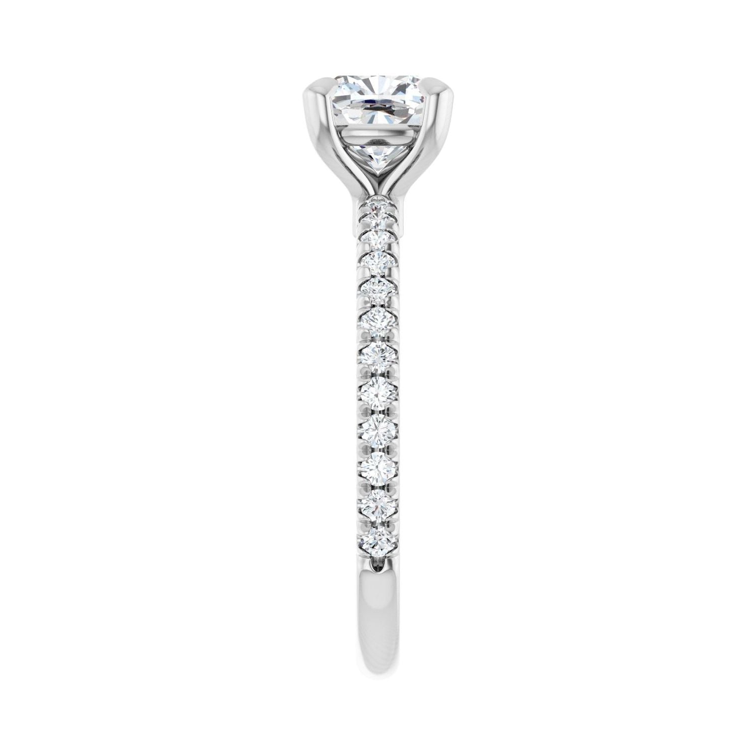 Cushion Claw-Prong Engagement Ring | Metal Type=14K White Gold | Center Stone Size=1 CT | Image 4