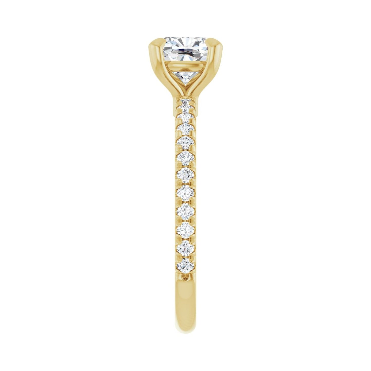 Cushion Claw-Prong Engagement Ring | Metal Type=14K Yellow Gold | Center Stone Size=1 CT | Image 4
