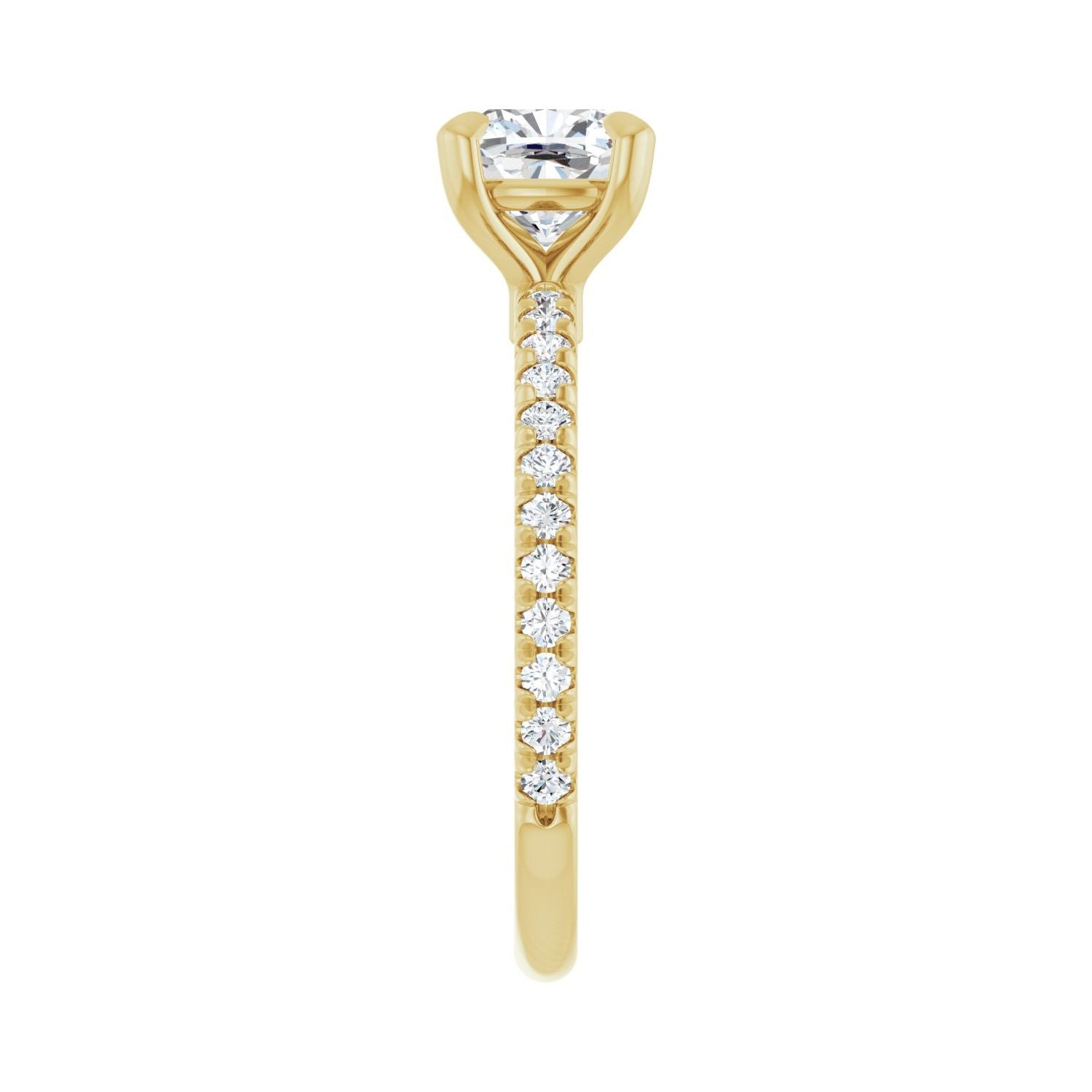 Cushion Claw-Prong Engagement Ring | Metal Type=14K Yellow Gold | Center Stone Size=1 CT | Image 4