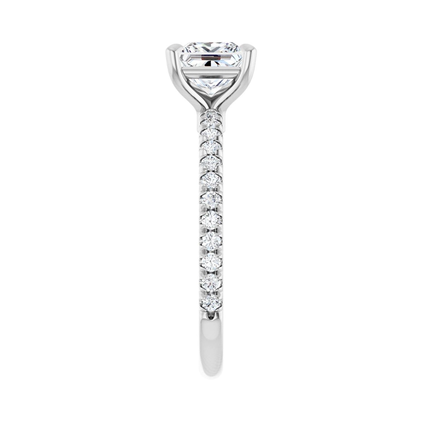 Square Claw-Prong Engagement Ring | Metal Type=14K White Gold | Center Stone Size=1 CT | Image 4
