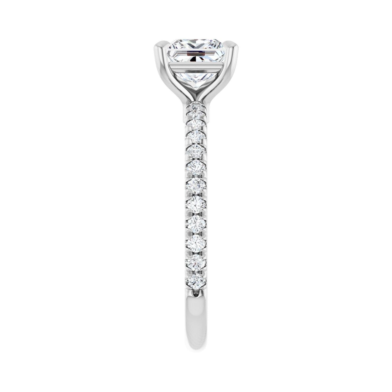 Square Claw-Prong Engagement Ring | Metal Type=14K White Gold | Center Stone Size=1 CT | Image 4