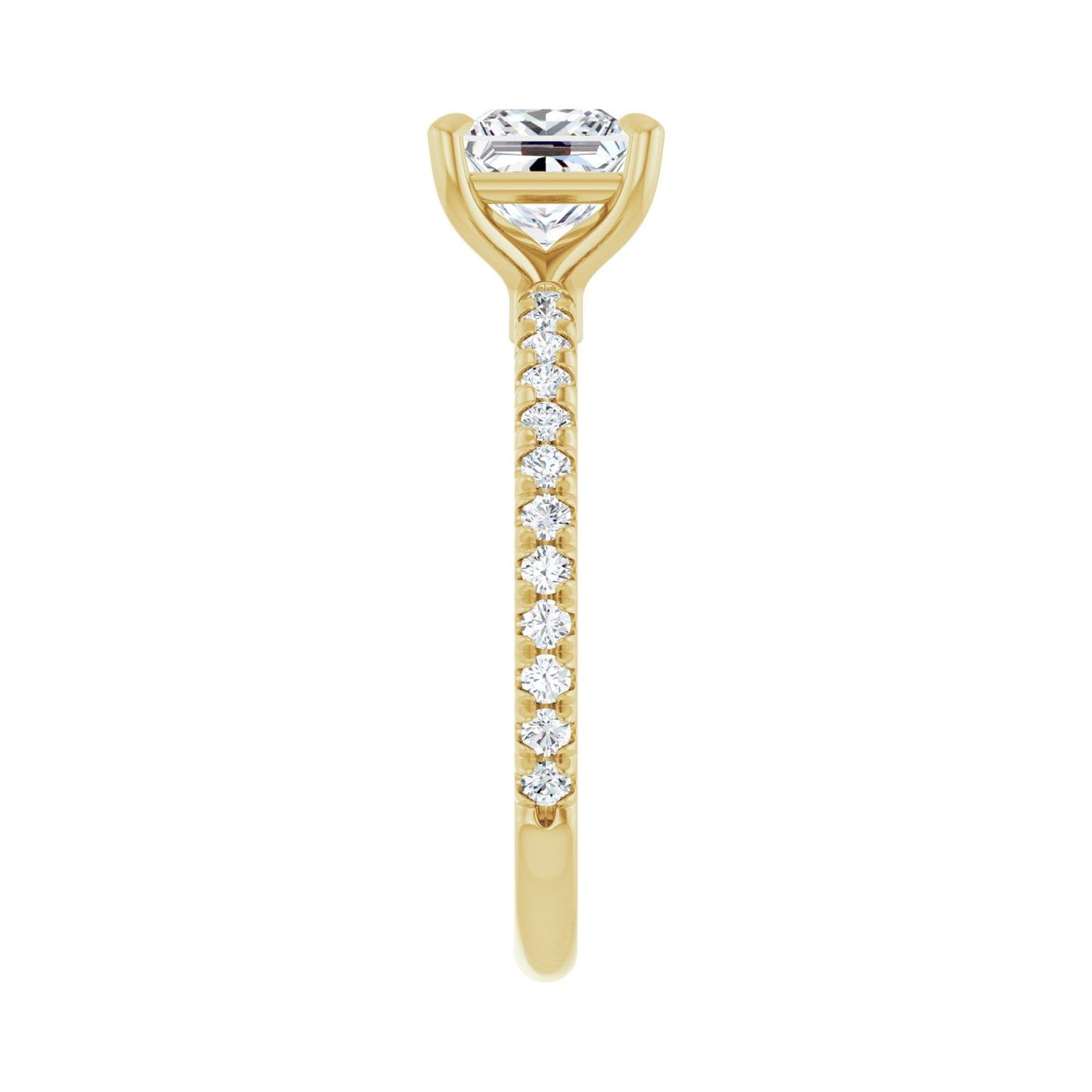 Square Claw-Prong Engagement Ring | Metal Type=14K Yellow Gold | Center Stone Size=1 CT | Image 4